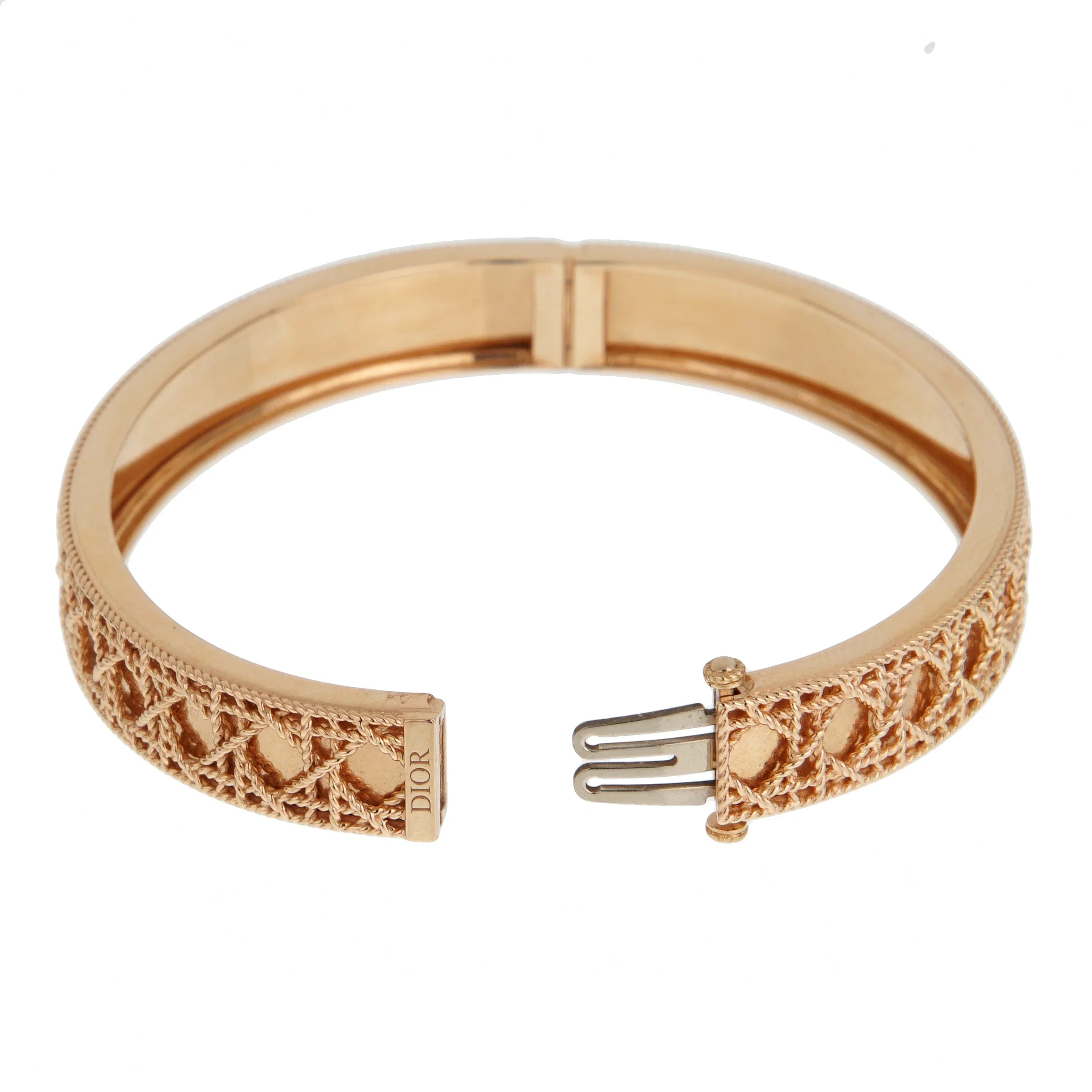 Christian Dior My Dior Cannage Woven Bangle Bracelet 18k Rose Gold