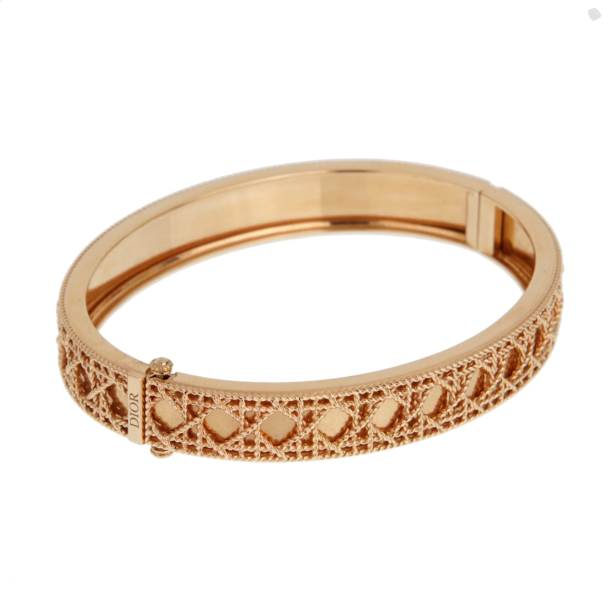 Christian Dior My Dior Cannage Woven Bangle Bracelet 18k Rose Gold