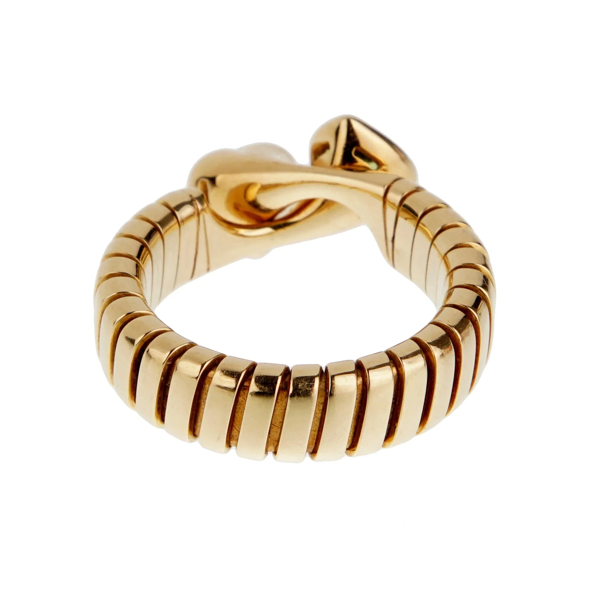 Bvlgari Tubogas Toi et Moi Ring Peridot & Pink Tourmaline 18k Yellow Gold