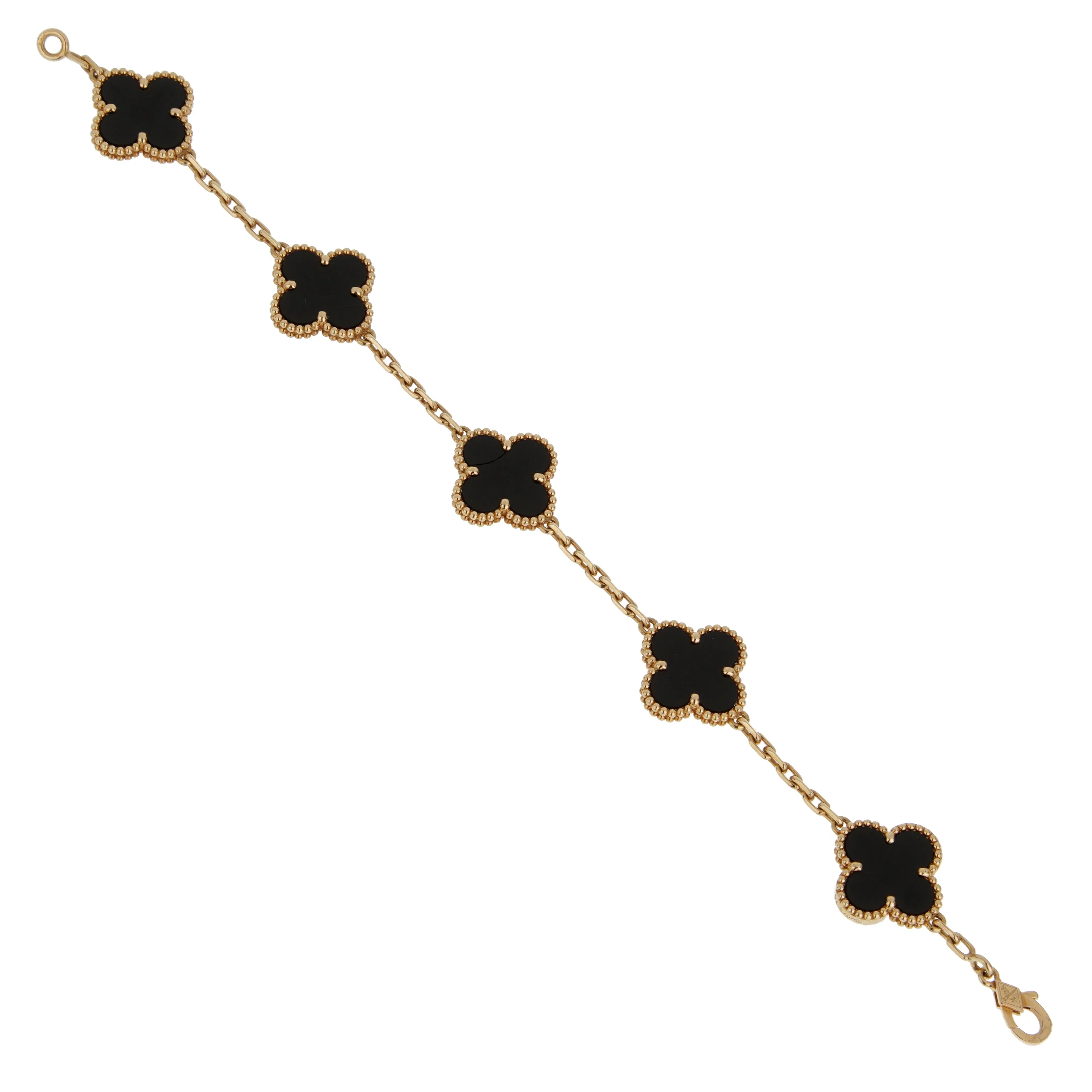 Van Cleef & Arpels Vintage Alhambra Onyx 18k Yellow Gold Bracelet