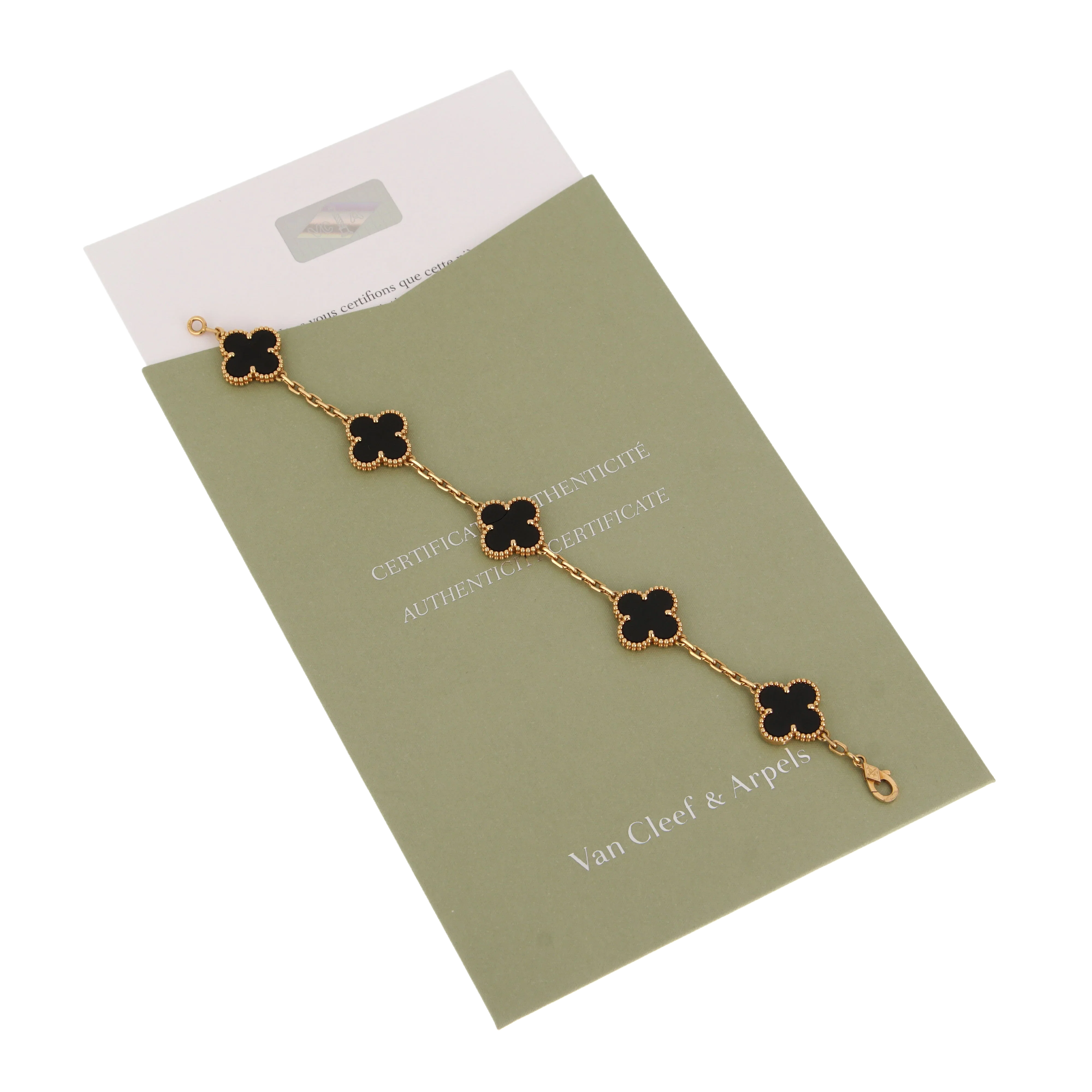 Van Cleef & Arpels Vintage Alhambra Onyx 18k Yellow Gold Bracelet