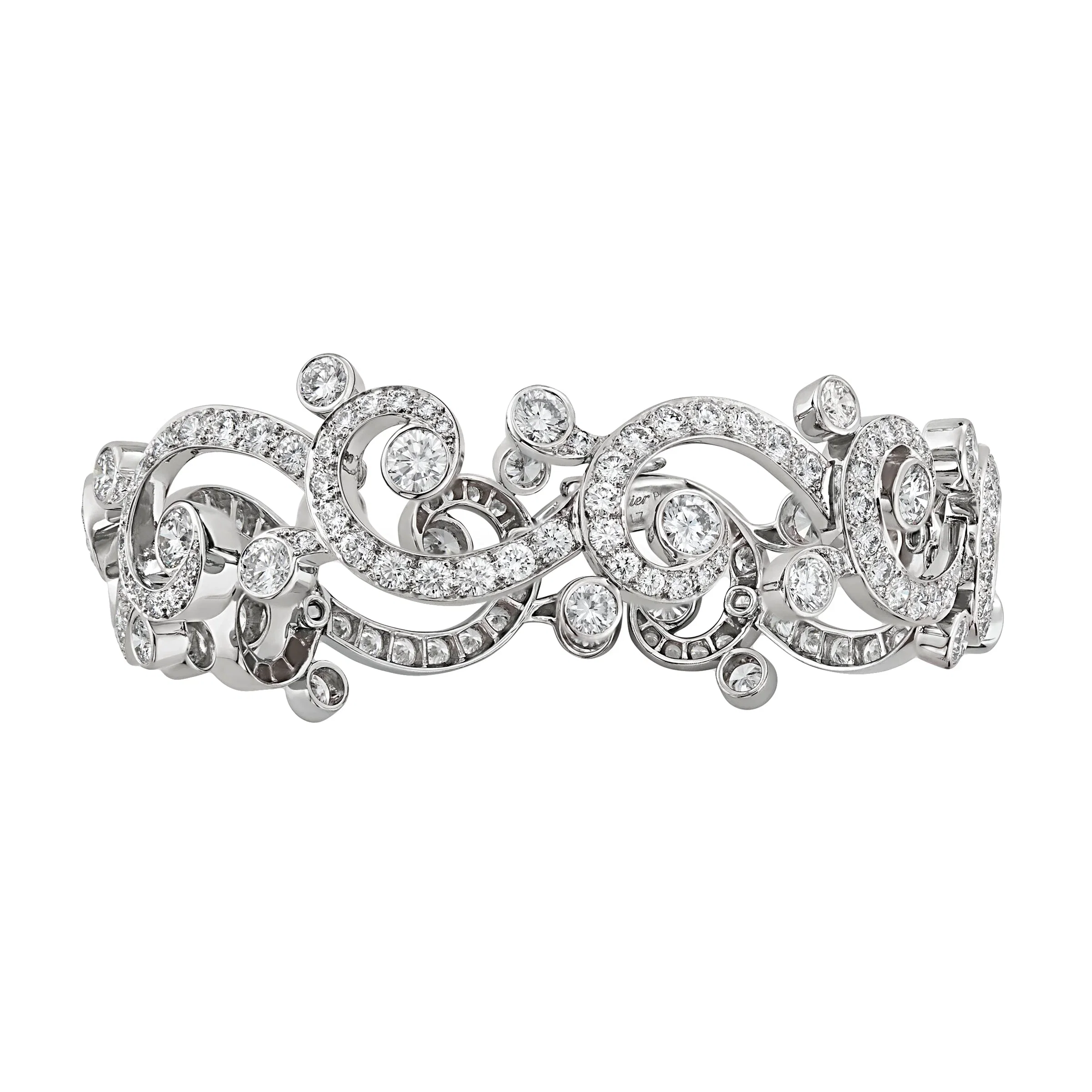 Cartier Boudoir Diamond Scroll Bracelet in Platinum