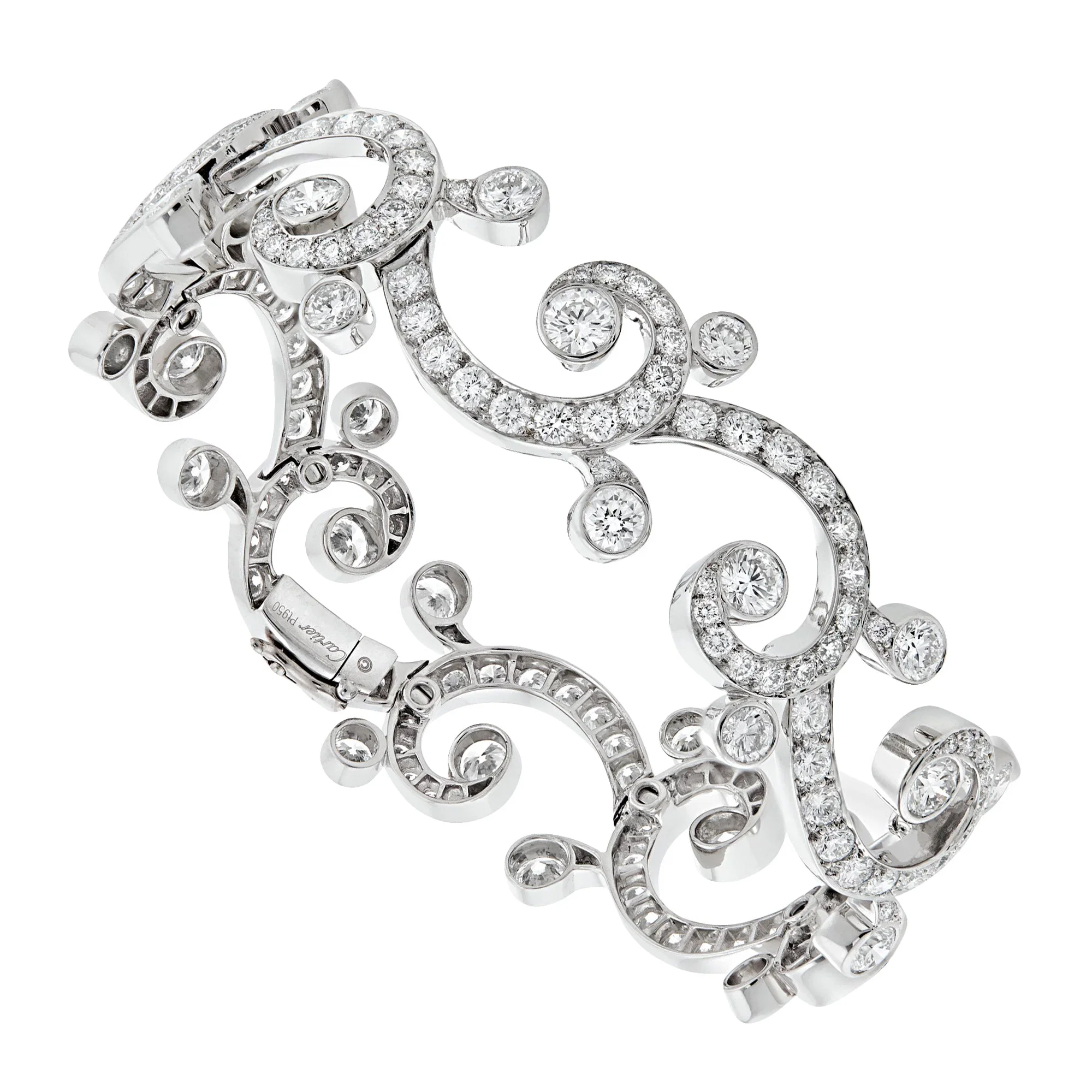 Cartier Boudoir Diamond Scroll Bracelet in Platinum