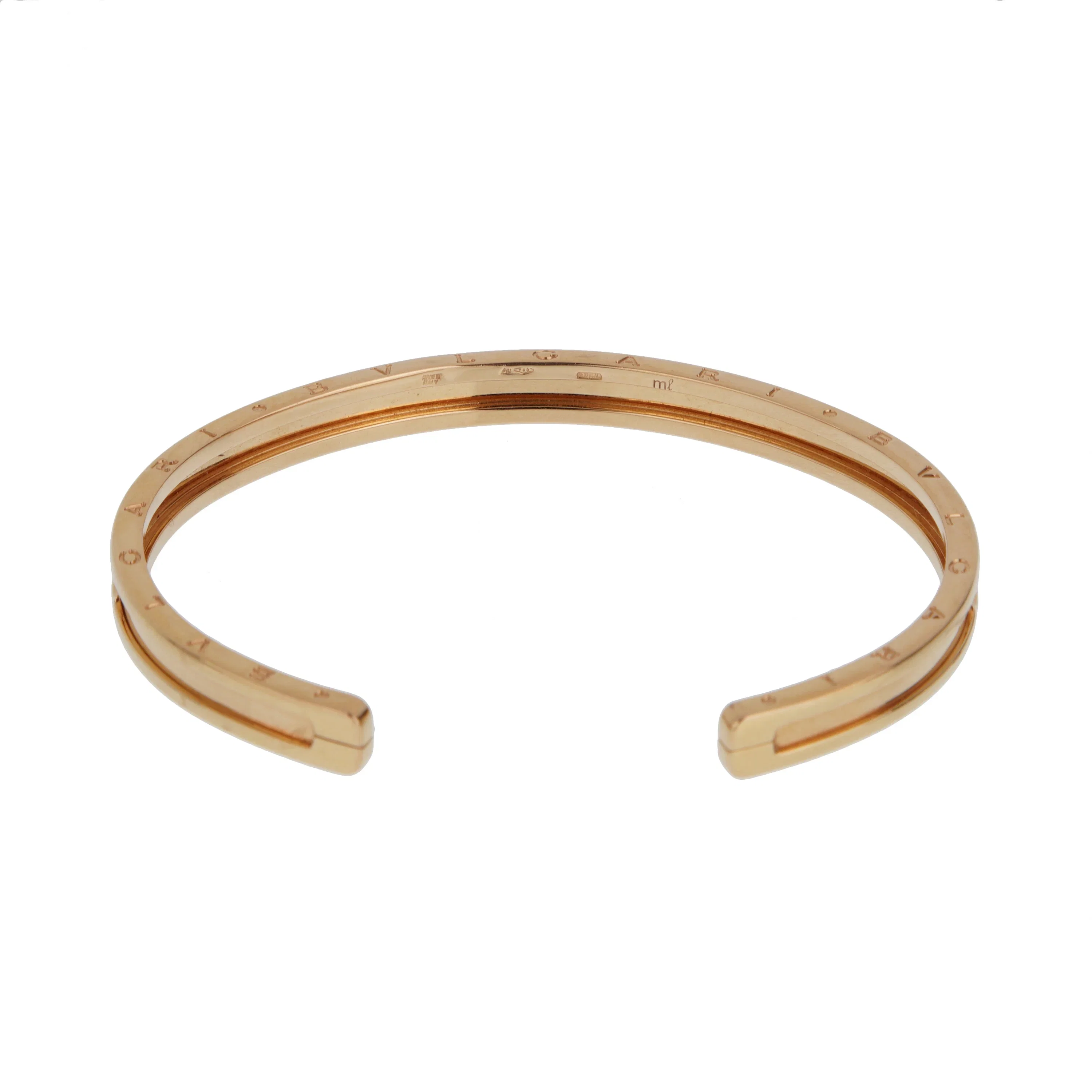Bvlgari B.Zero1 18k Rose Gold Cuff Bangle Bracelet Sz Medium