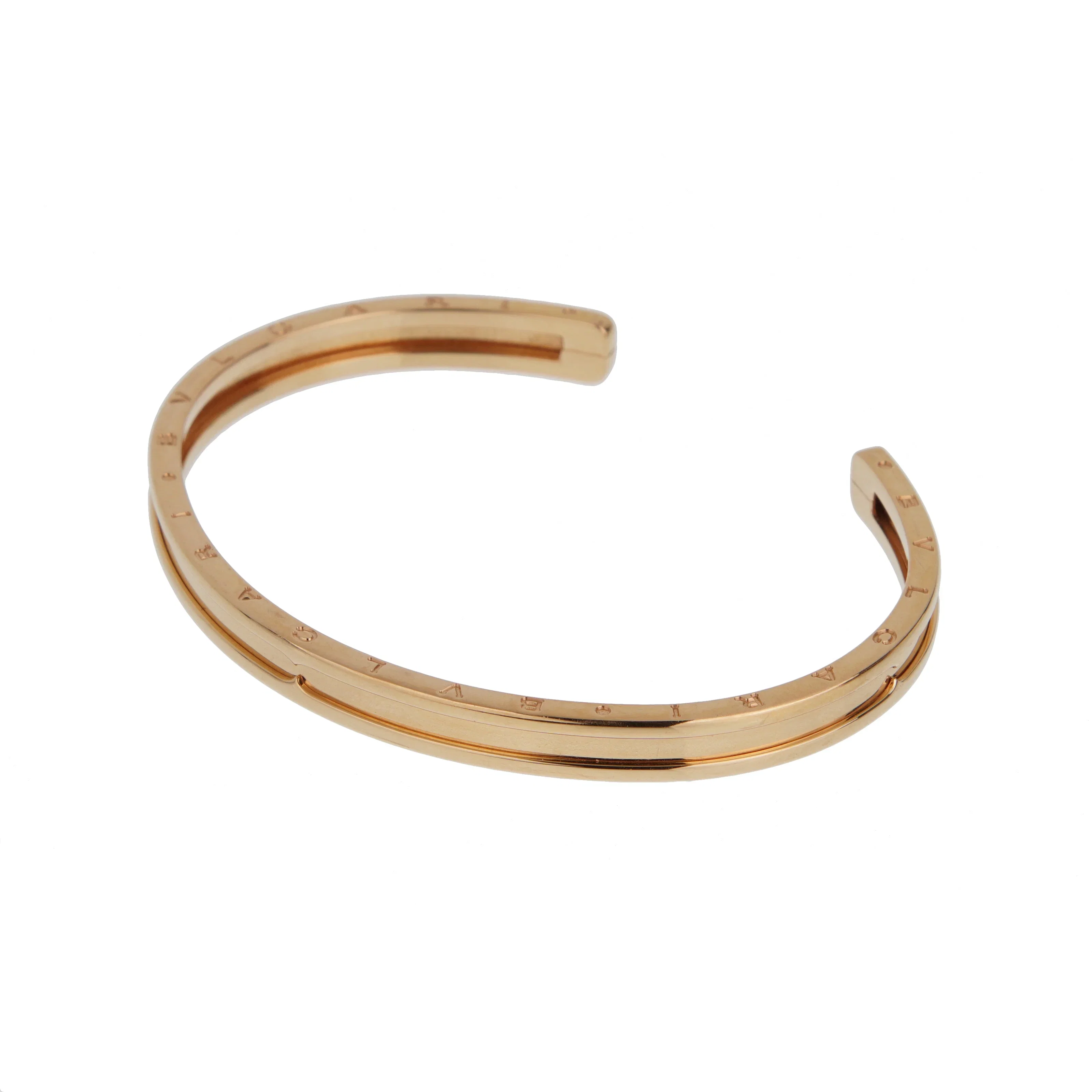 Bvlgari B.Zero1 18k Rose Gold Cuff Bangle Bracelet Sz Medium