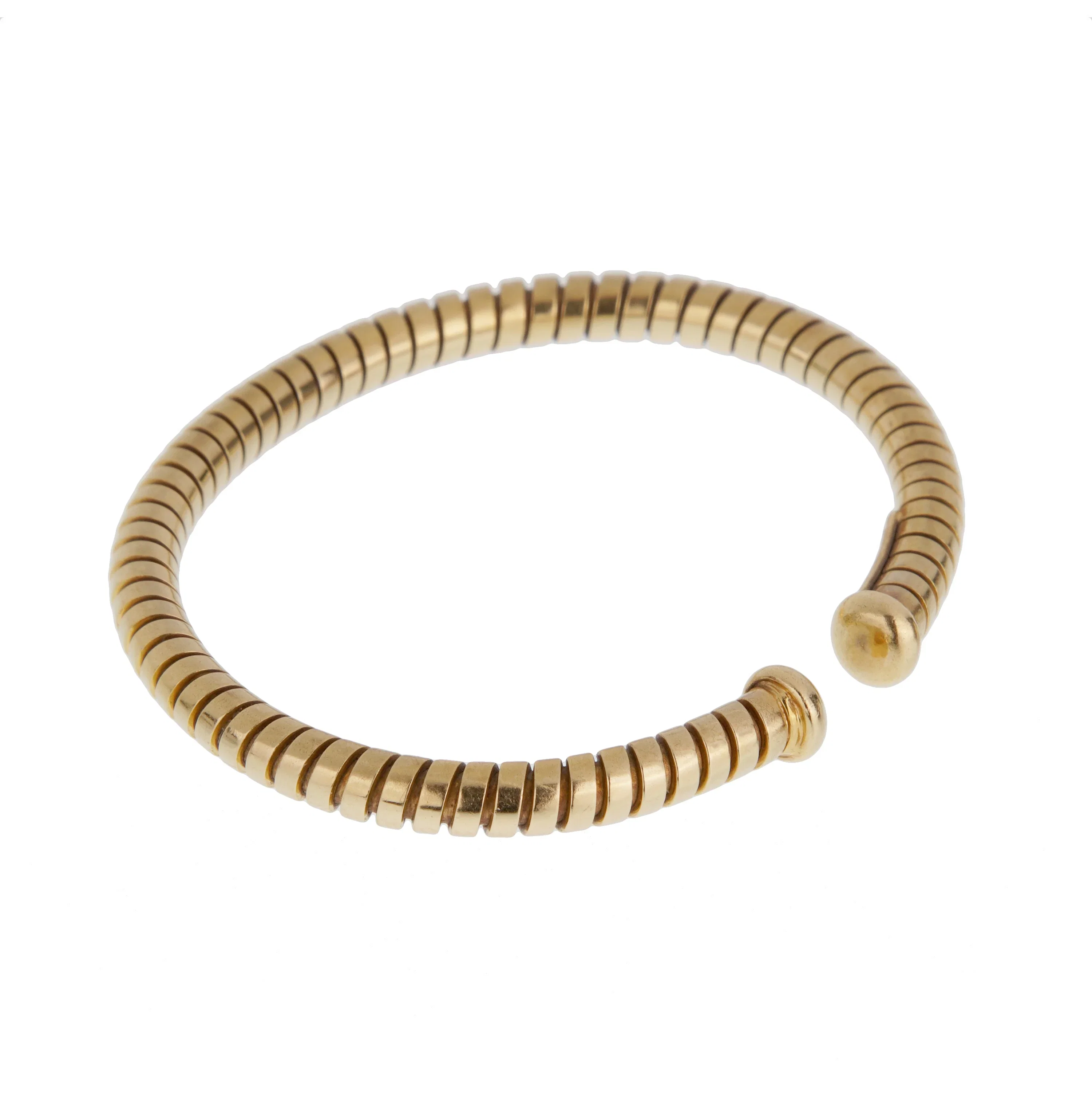 Bvlgari Tubogas Vintage 18k Yellow Gold Cuff Bangle Bracelet