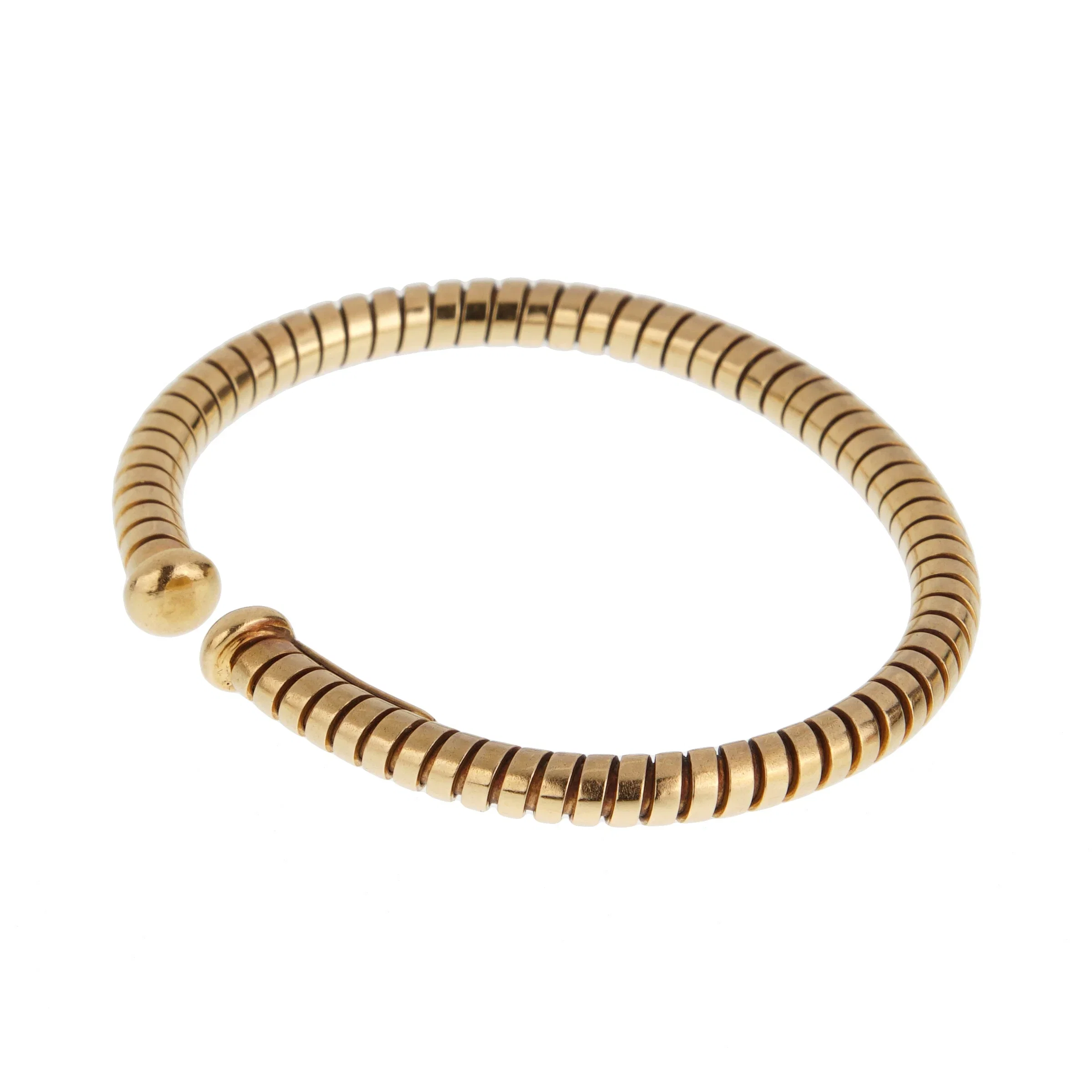 Bvlgari Tubogas Vintage 18k Yellow Gold Cuff Bangle Bracelet