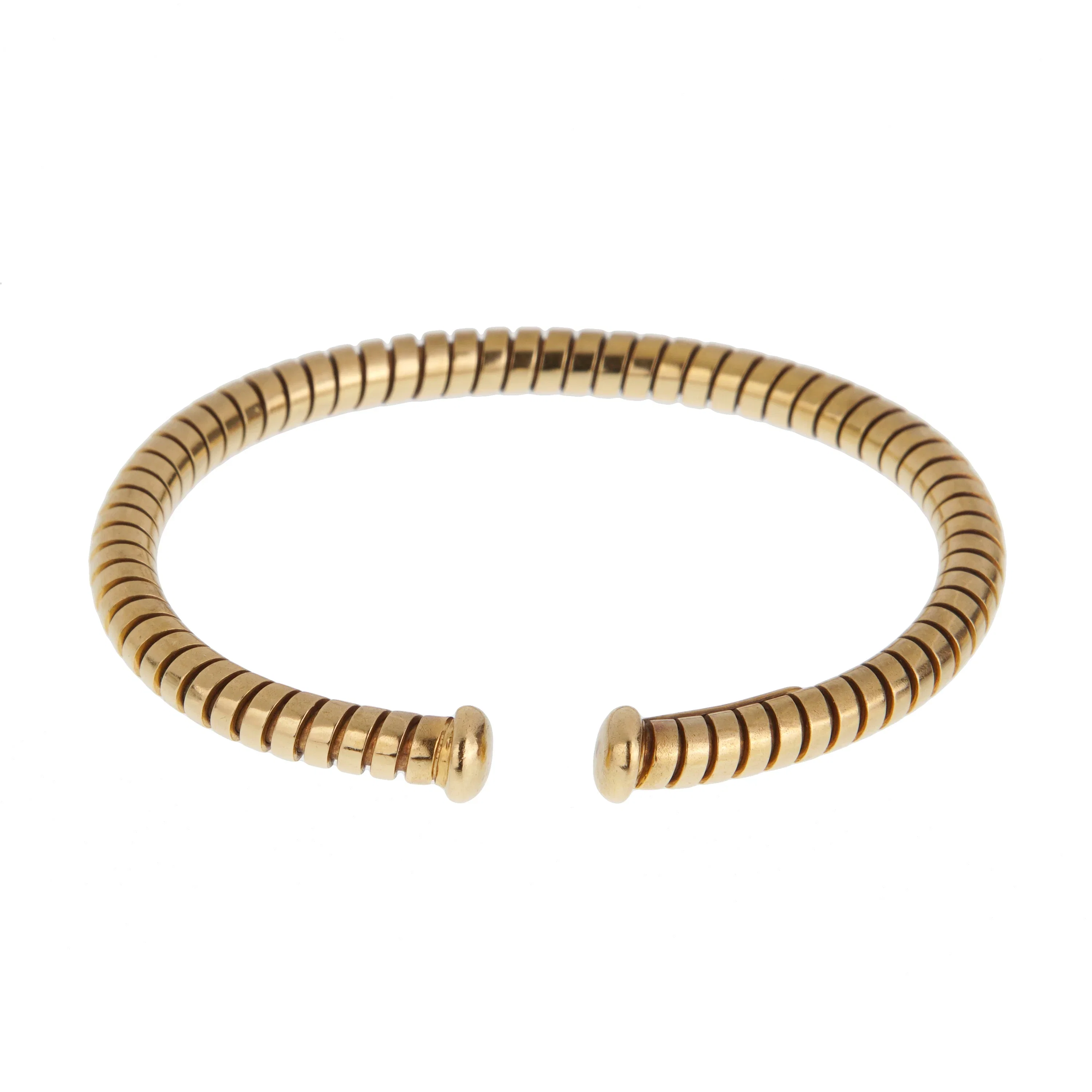 Bvlgari Tubogas Vintage 18k Yellow Gold Cuff Bangle Bracelet