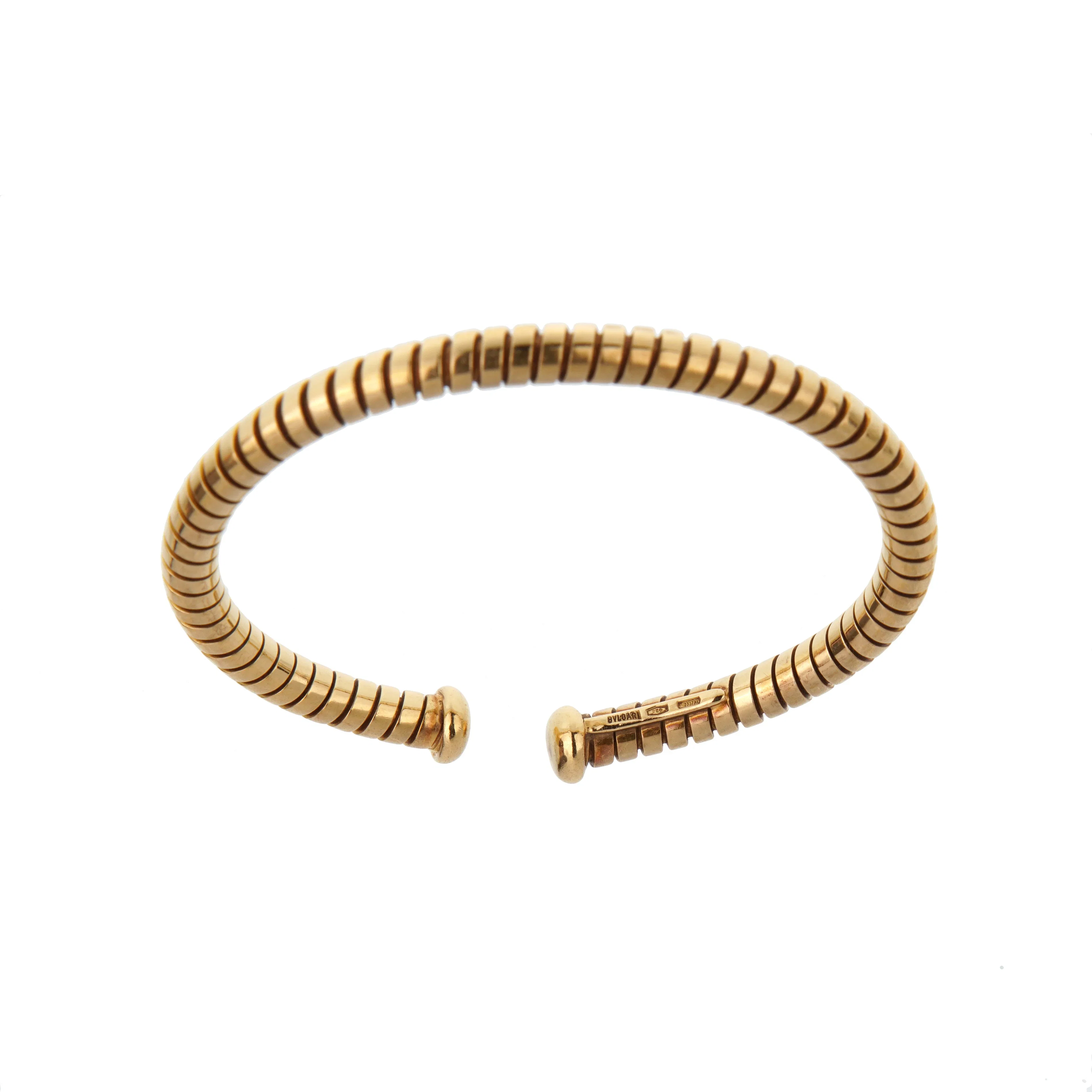 Bvlgari Tubogas Vintage 18k Yellow Gold Cuff Bangle Bracelet