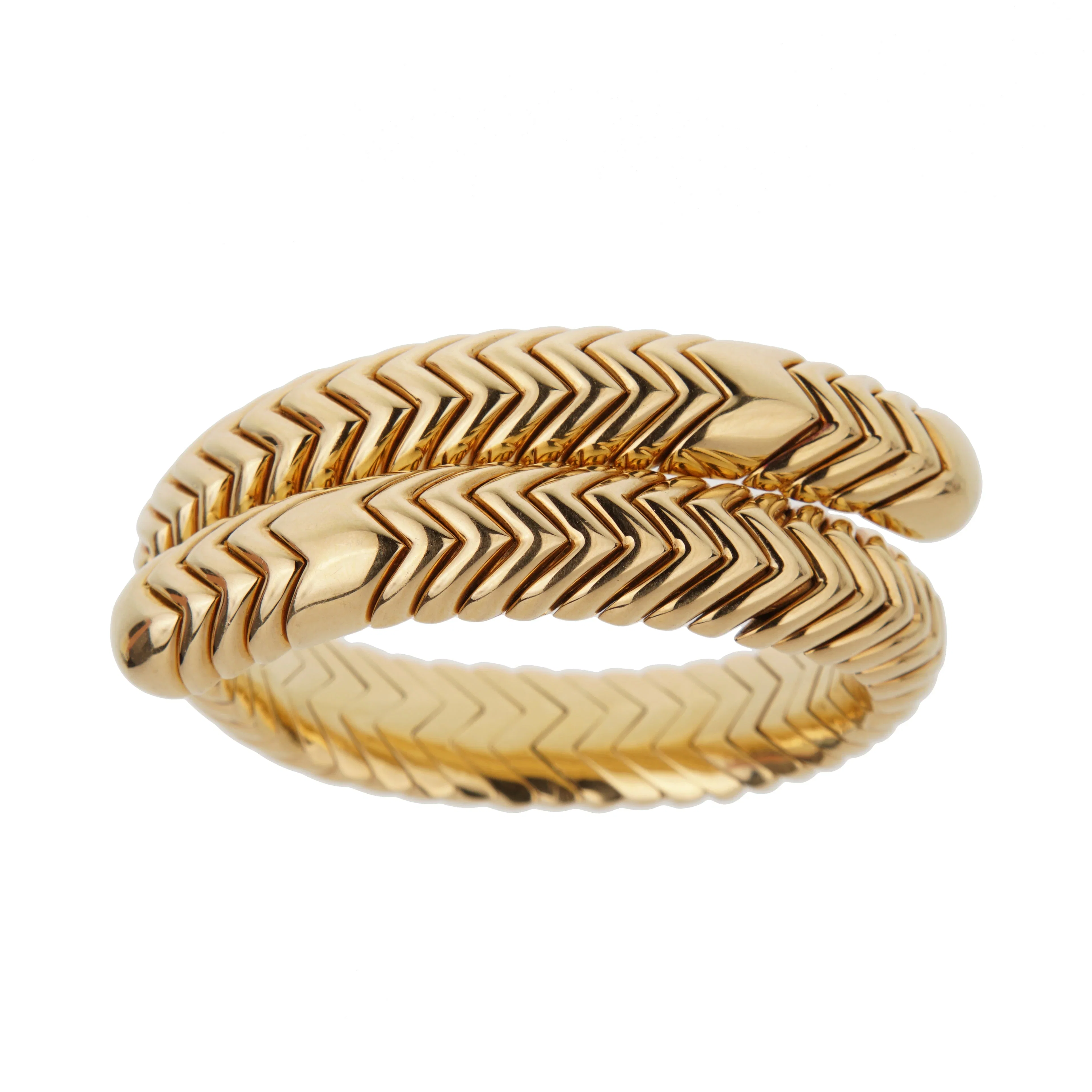 Bvlgari Spiga Vintage 18k Yellow Gold Wrap Cuff Bracelet