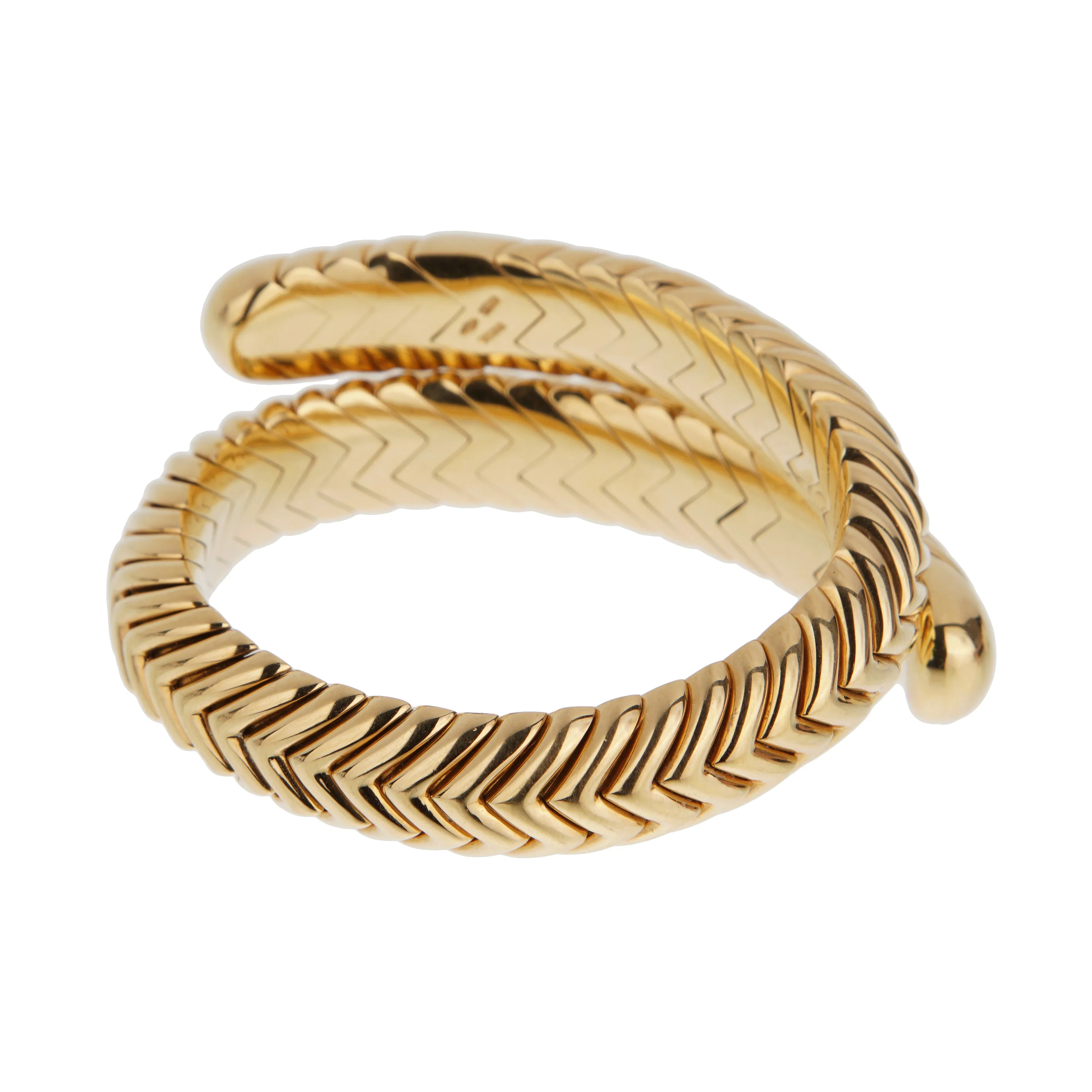 Bvlgari Spiga Vintage 18k Yellow Gold Wrap Cuff Bracelet