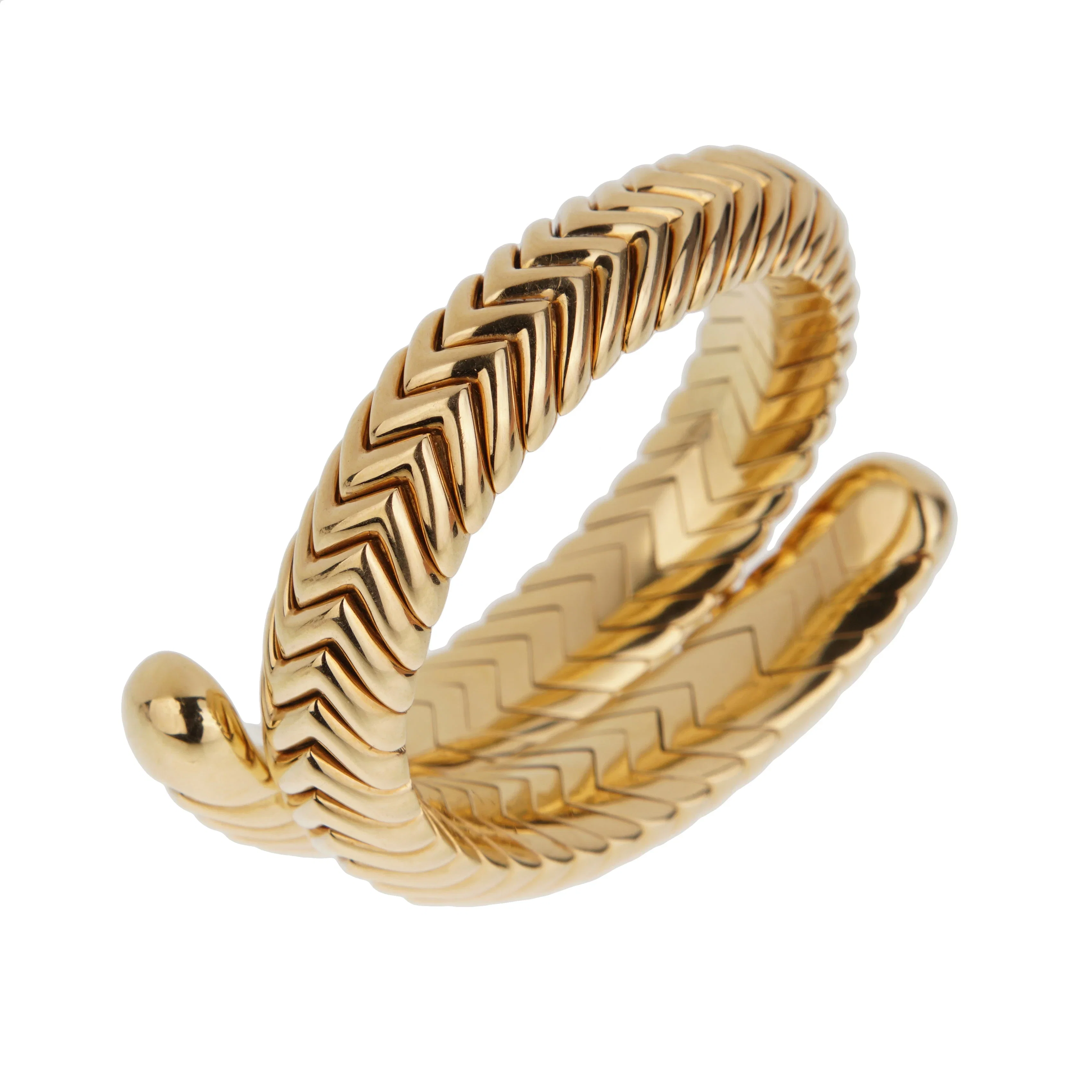 Bvlgari Spiga Vintage 18k Yellow Gold Wrap Cuff Bracelet