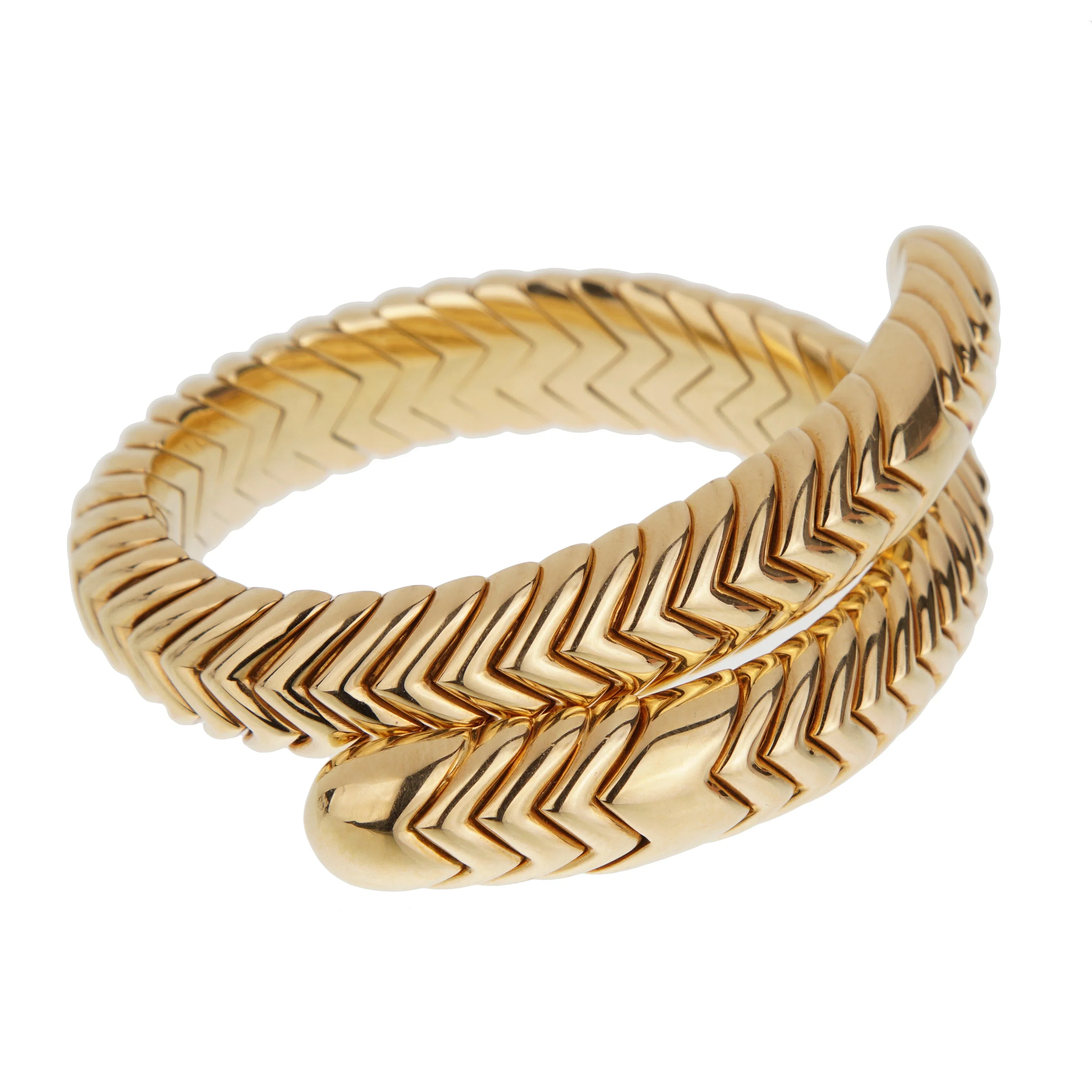 Bvlgari Spiga Vintage 18k Yellow Gold Wrap Cuff Bracelet