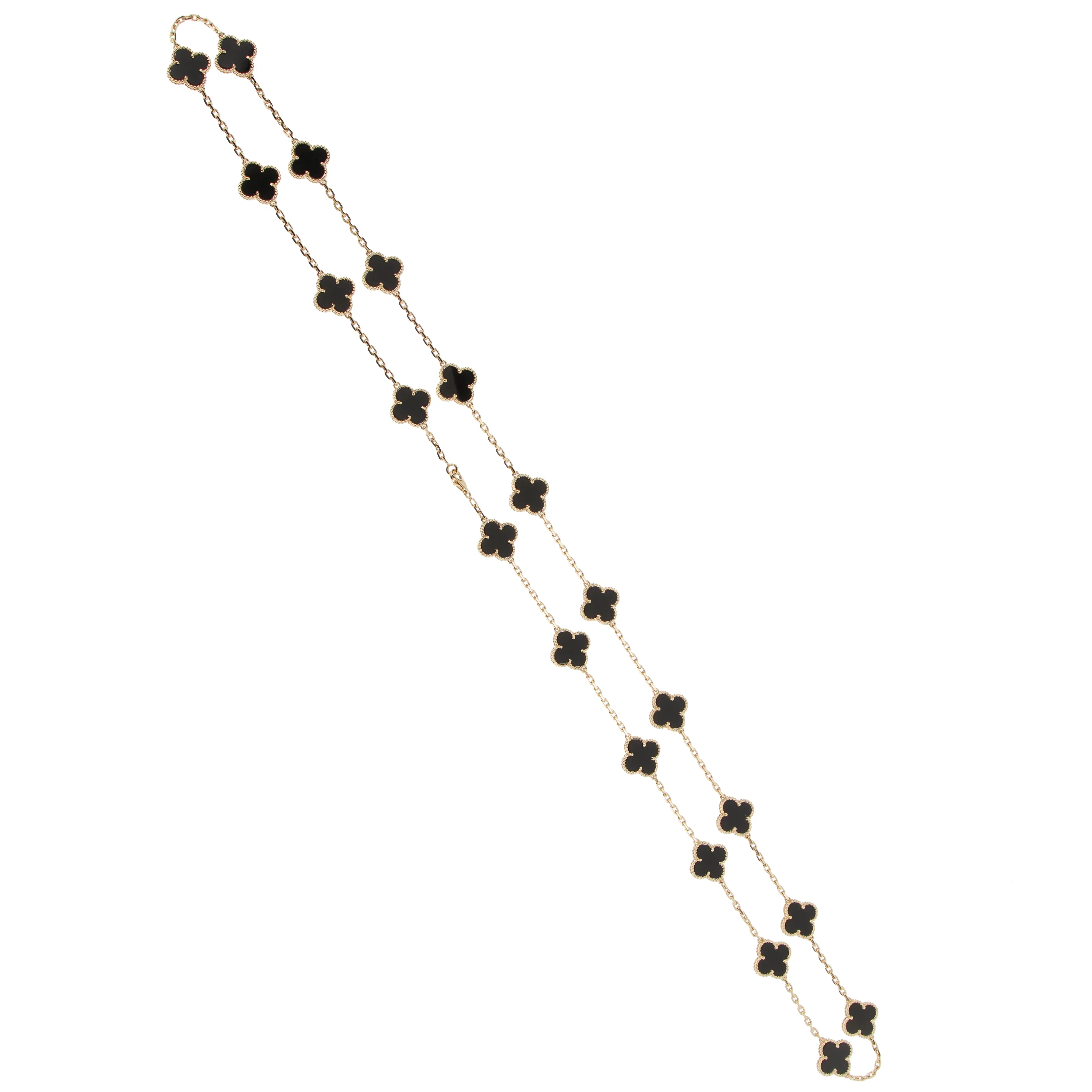 Van Cleef & Arpels Van Cleef Arpels Vintage Alhambra 20-Motif Onyx 18k Gold Necklace