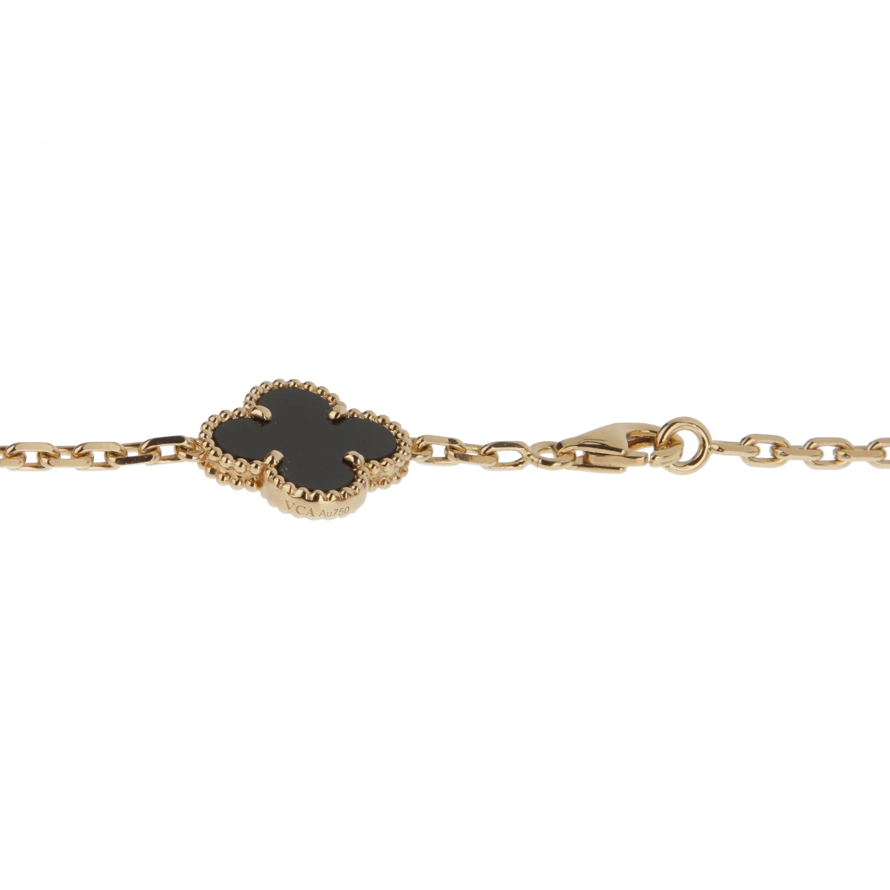 Van Cleef & Arpels Van Cleef Arpels Vintage Alhambra 20-Motif Onyx 18k Gold Necklace