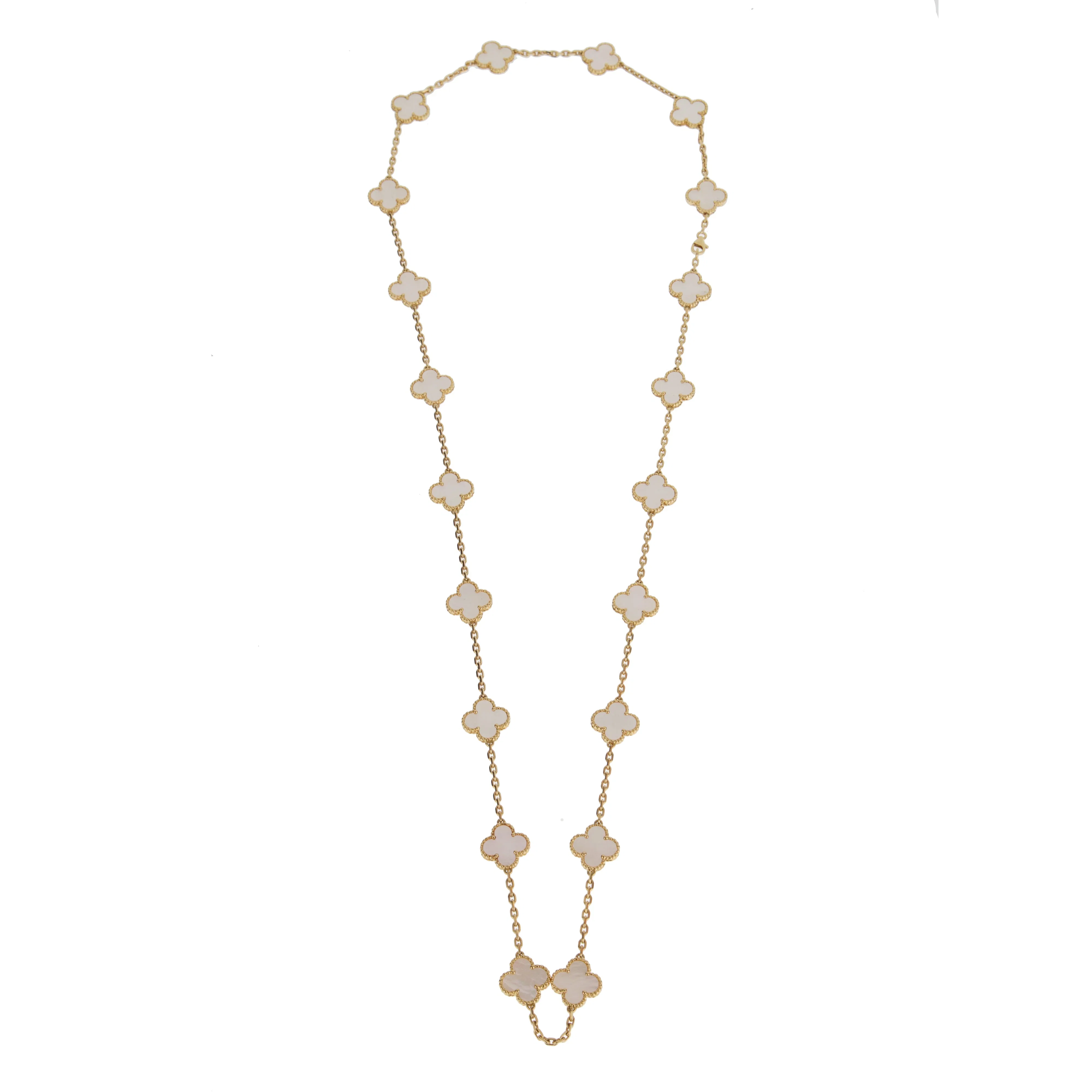 Van Cleef & Arpels Vintage Alhambra 20-Motif Mother of Pearl 18k Gold Necklace