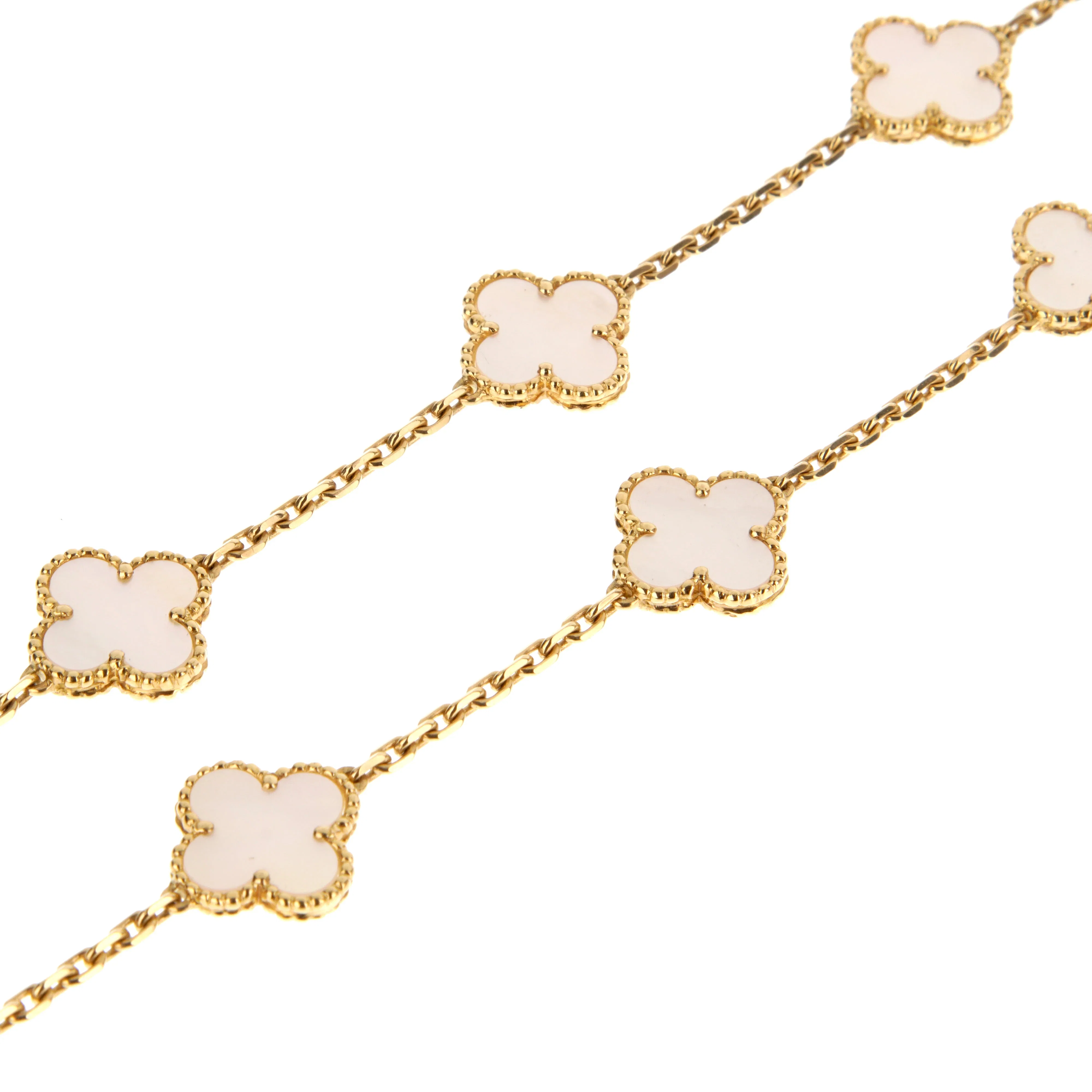Van Cleef & Arpels Vintage Alhambra 20-Motif Mother of Pearl 18k Gold Necklace