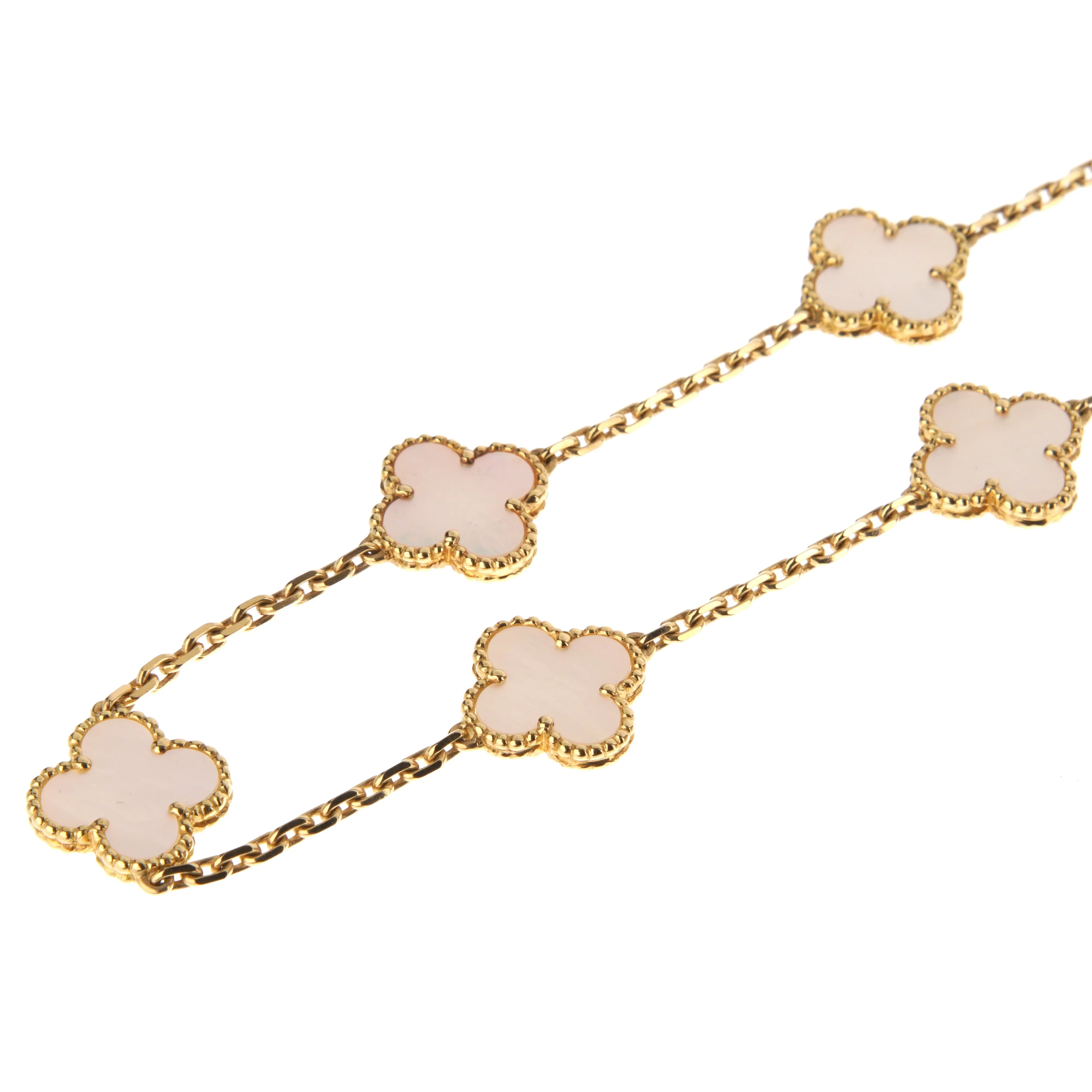 Van Cleef & Arpels Vintage Alhambra 20-Motif Mother of Pearl 18k Gold Necklace