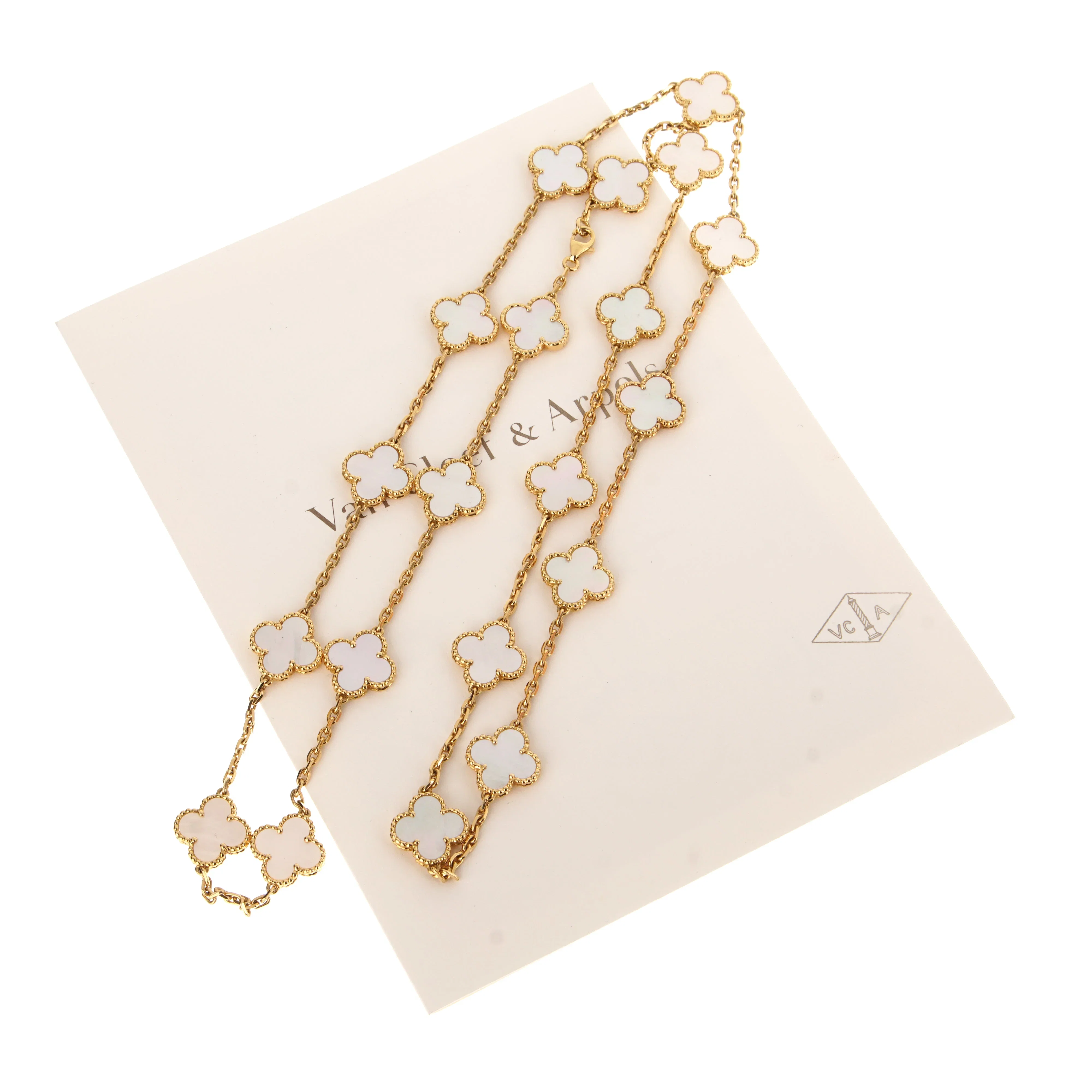 Van Cleef & Arpels Vintage Alhambra 20-Motif Mother of Pearl 18k Gold Necklace