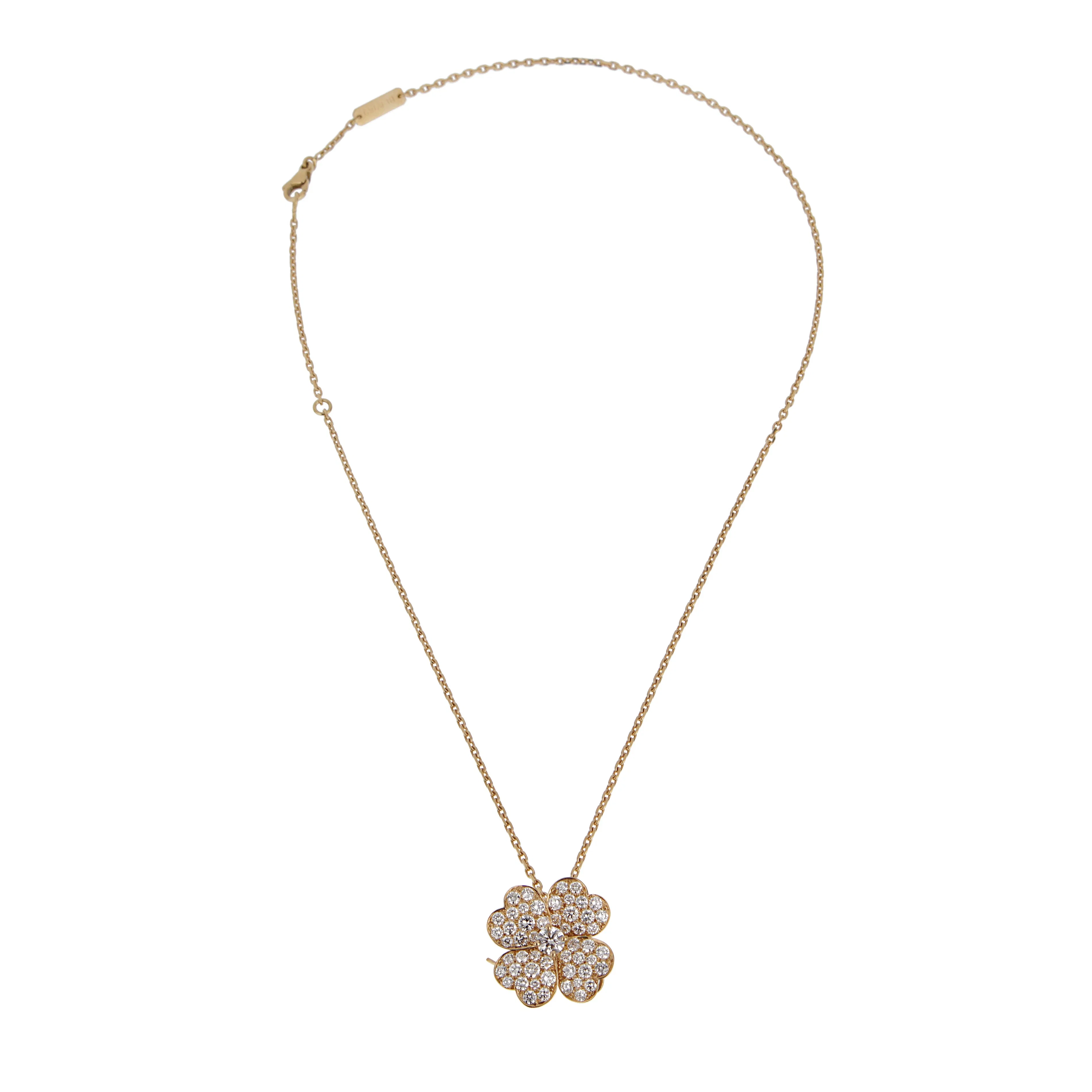Van Cleef & Arpels Cosmos Diamond Brooch Pendant Necklace — 18k Yellow Gold, Vintage