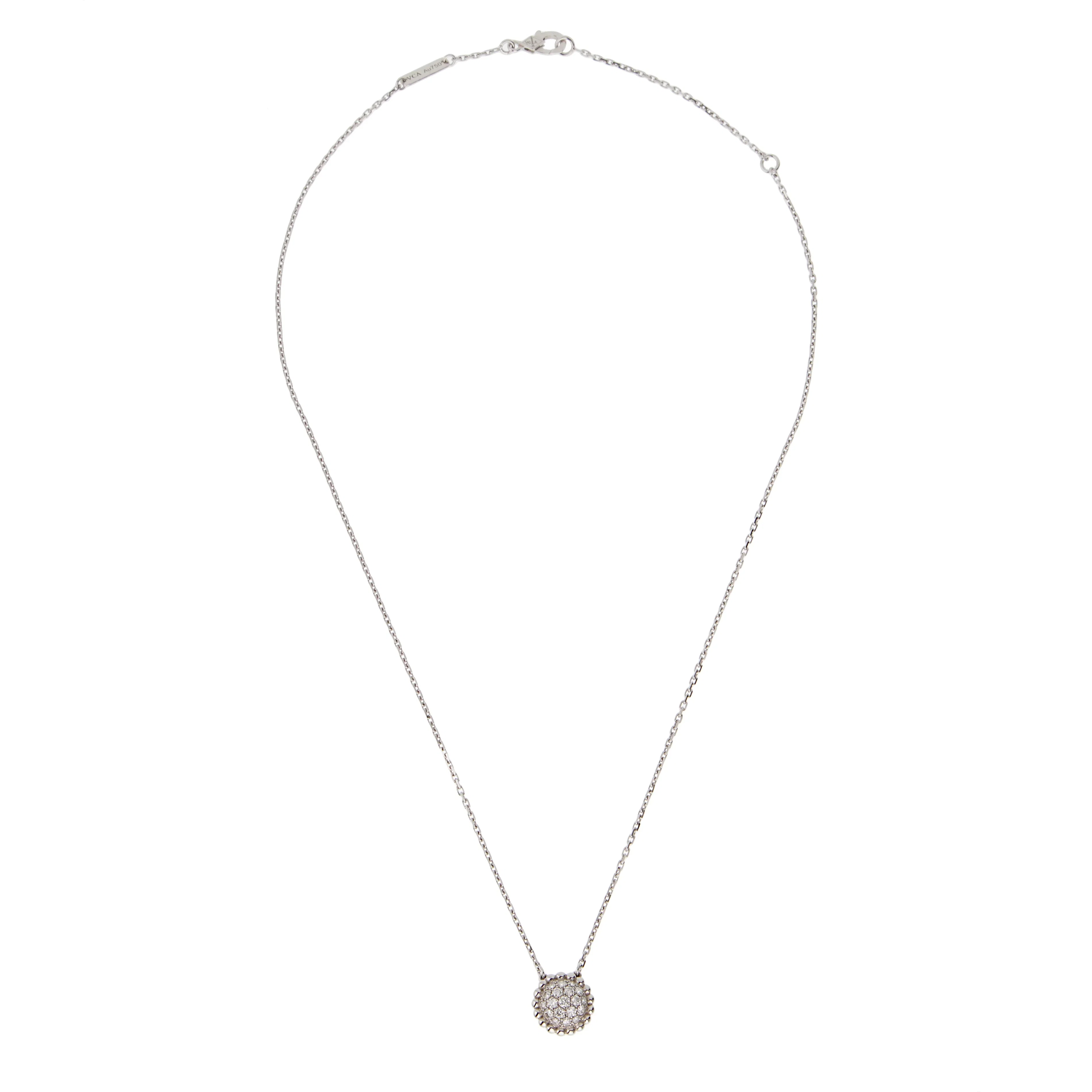 Van Cleef & Arpels Perlee Diamond Pendant Necklace 18K White Gold