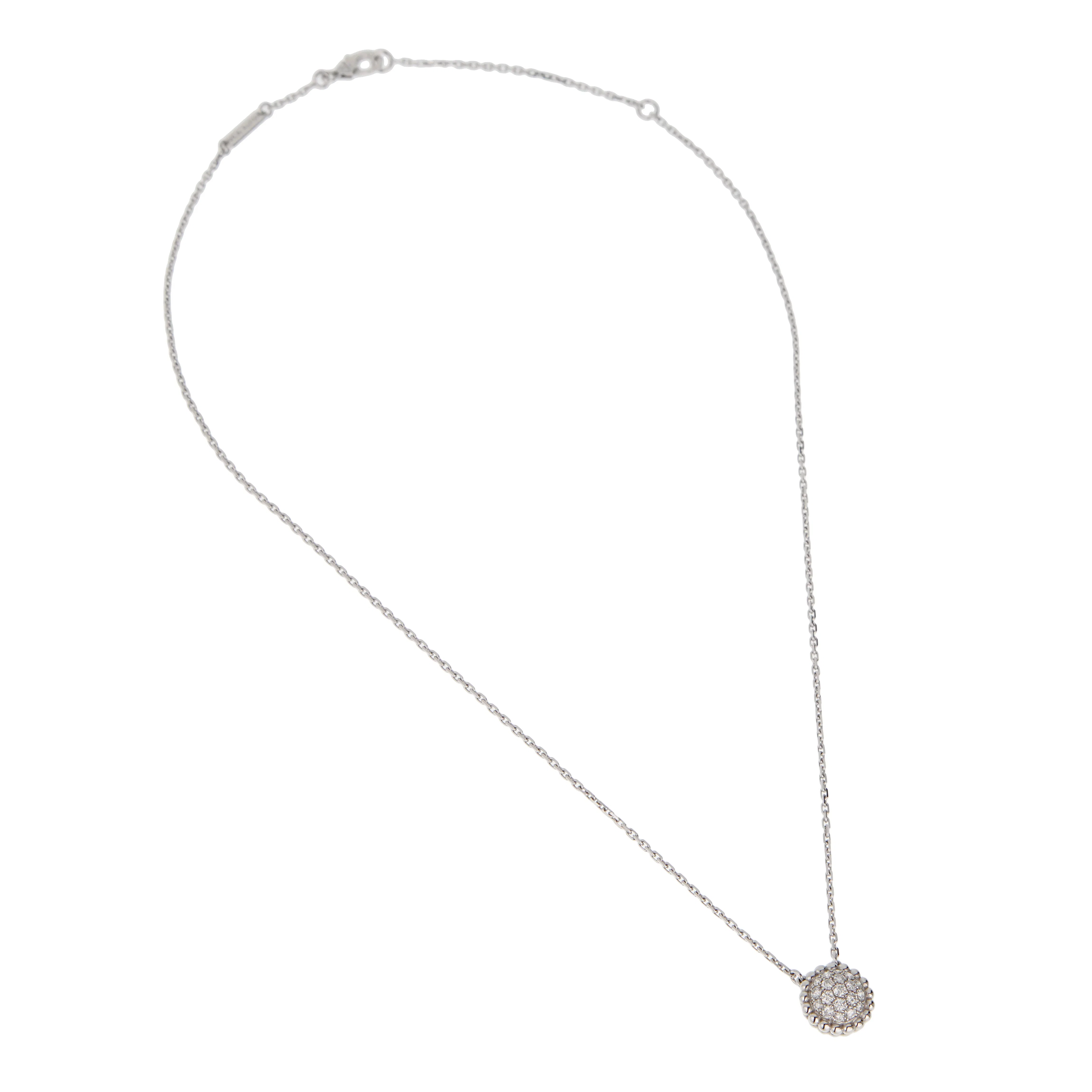 Van Cleef & Arpels Perlee Diamond Pendant Necklace 18K White Gold