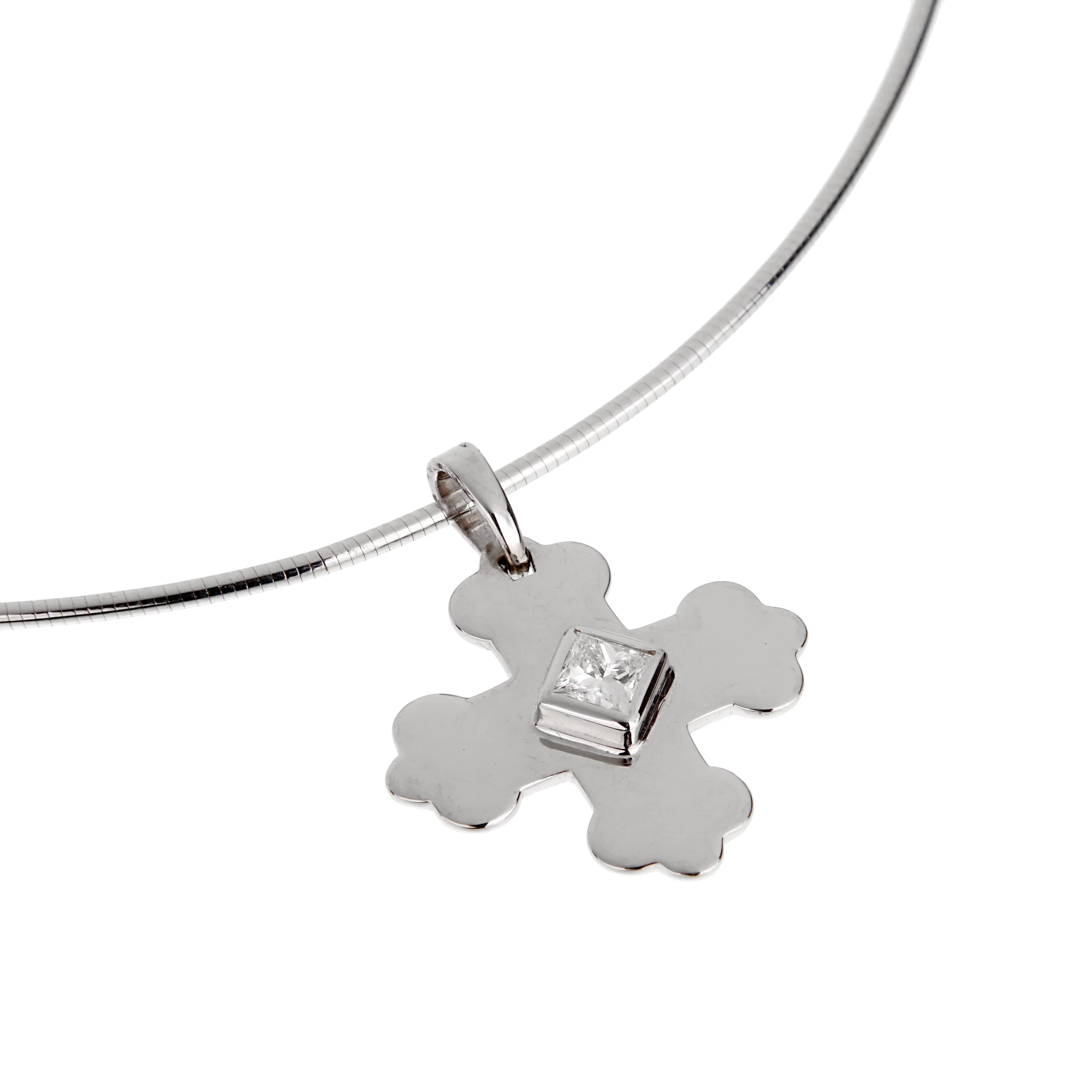 Marina B Diamond Cross Pendant Necklace 18k White Gold