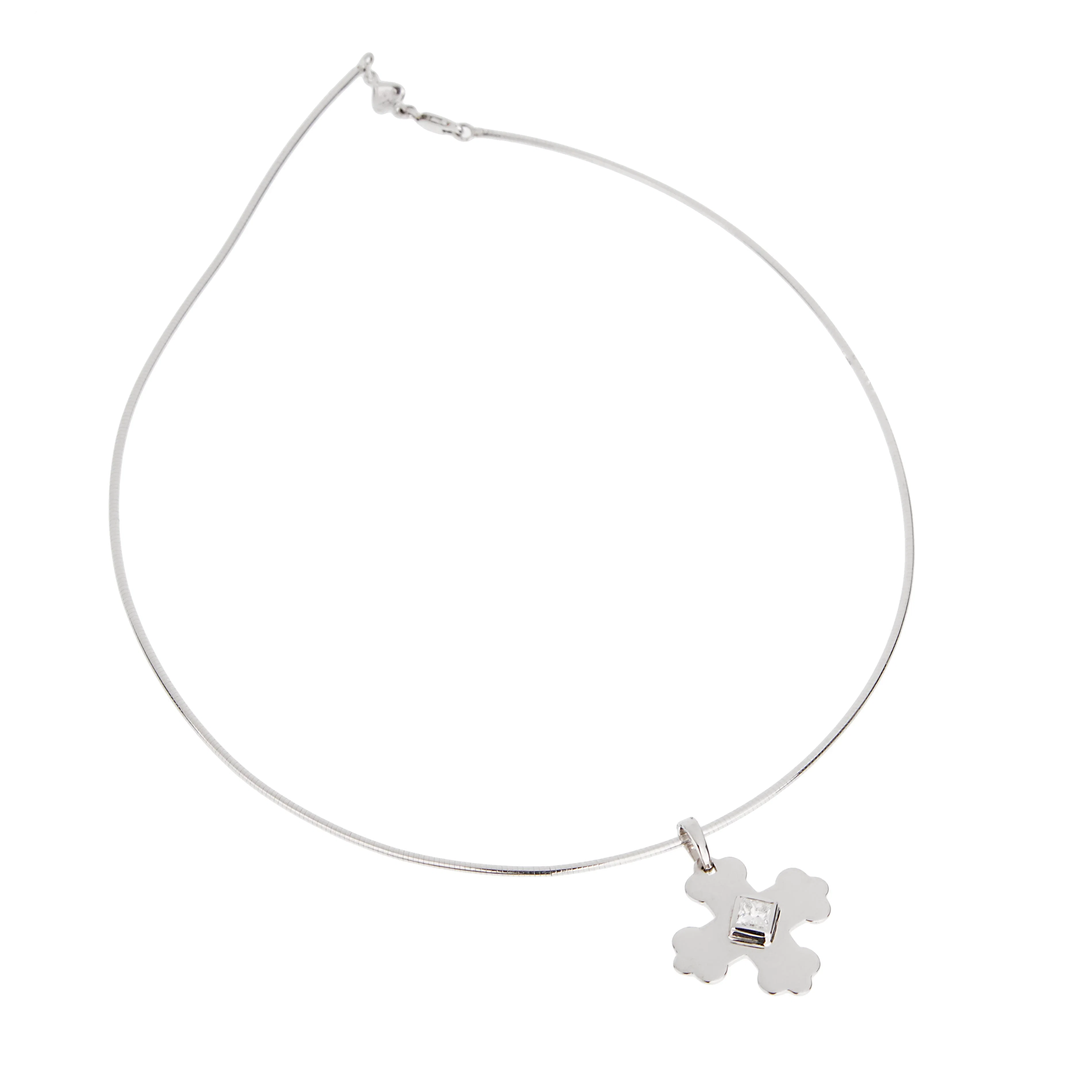 Marina B Diamond Cross Pendant Necklace 18k White Gold