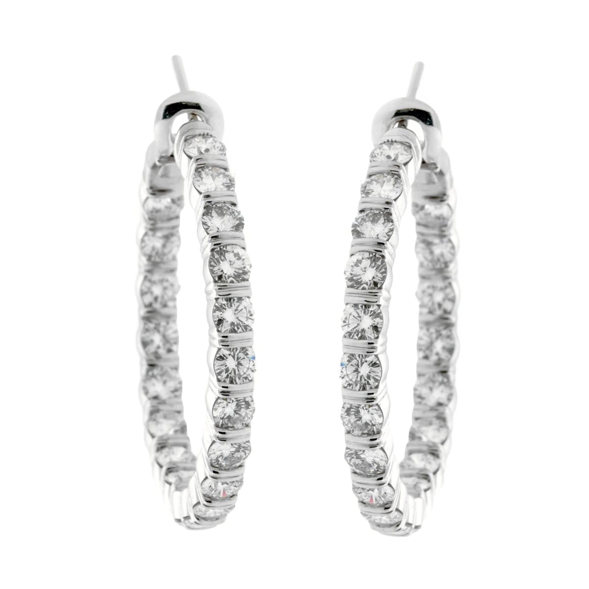 Harry Winston Platinum 6ct Diamond Hoop Earrings