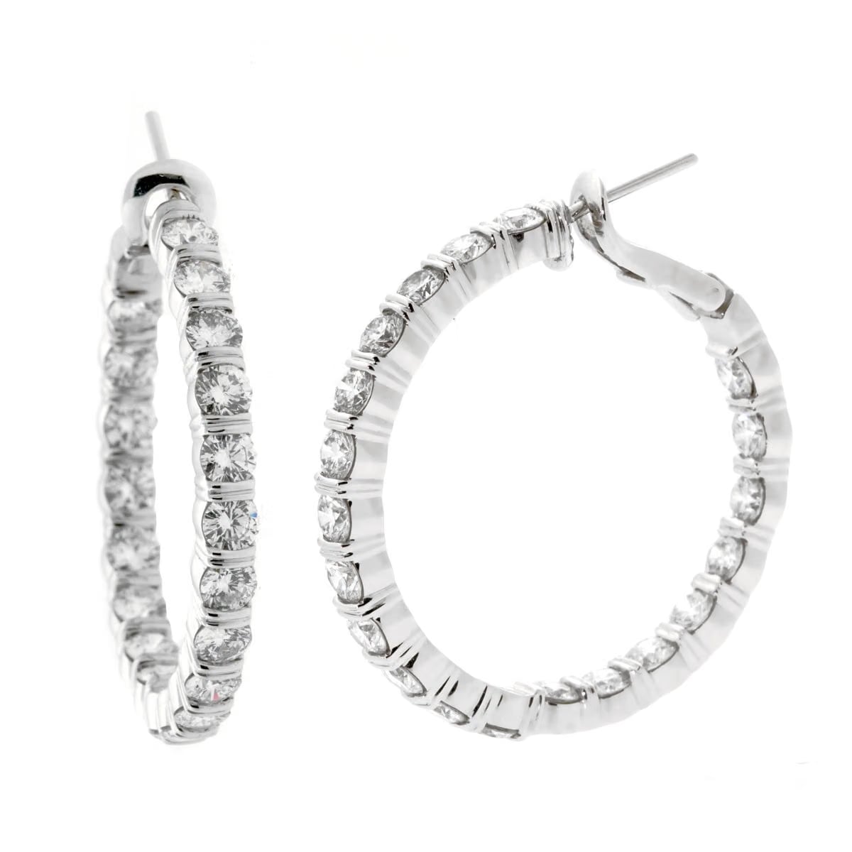 Harry Winston Platinum 6ct Diamond Hoop Earrings