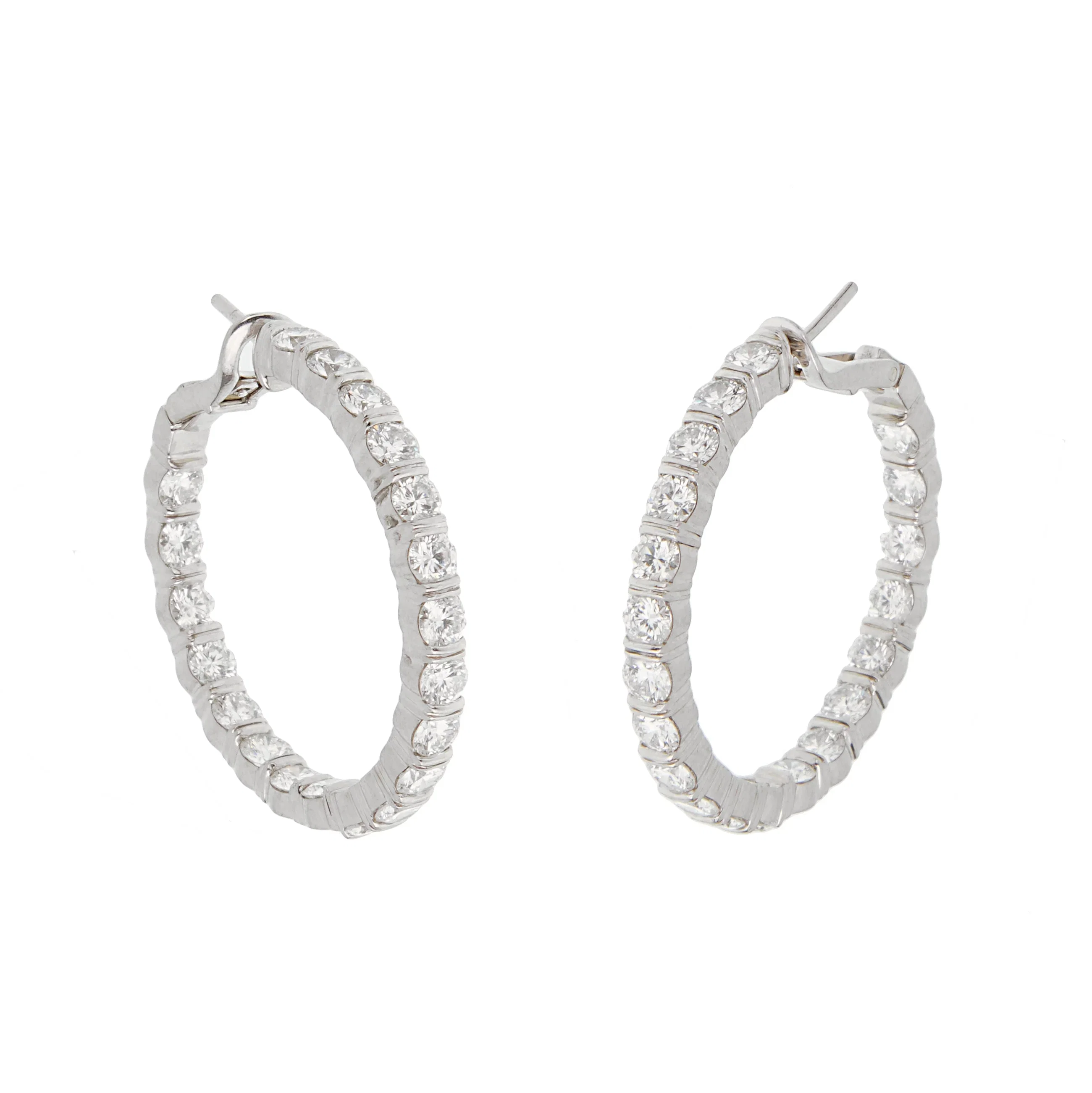 Harry Winston Platinum 6ct Diamond Hoop Earrings