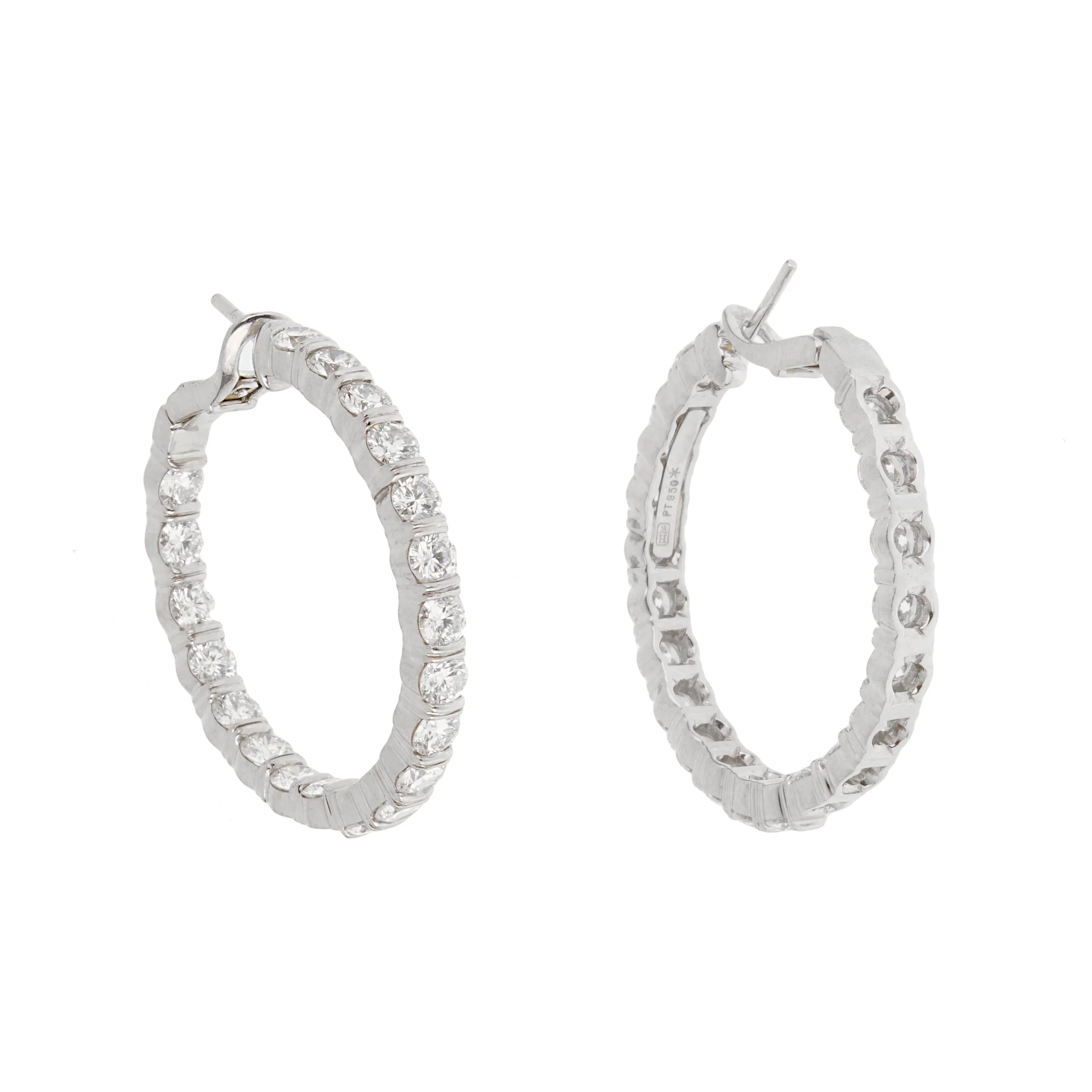 Harry Winston Platinum 6ct Diamond Hoop Earrings