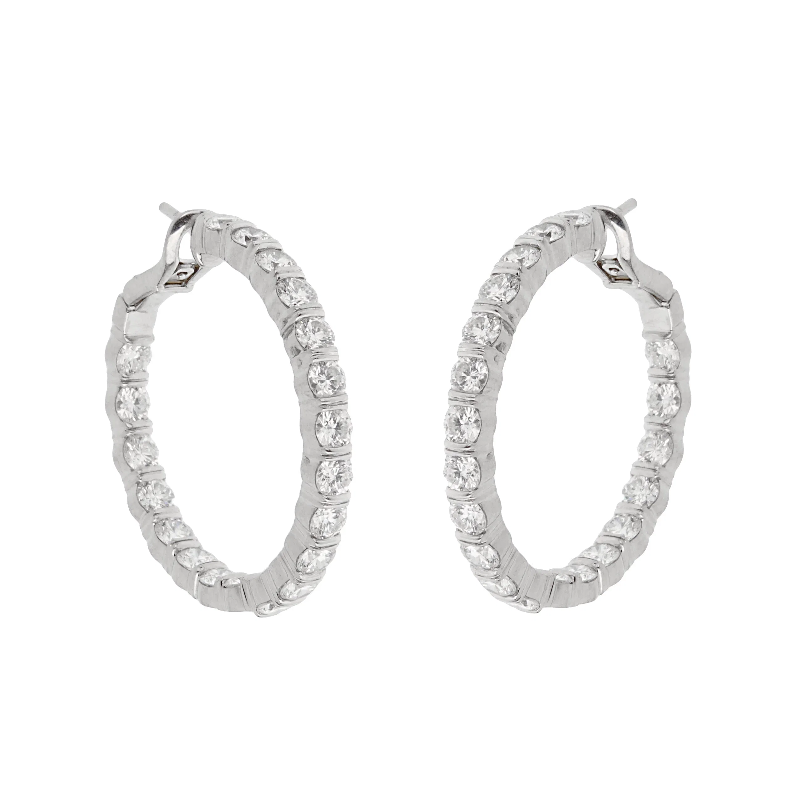 Harry Winston Platinum 6ct Diamond Hoop Earrings