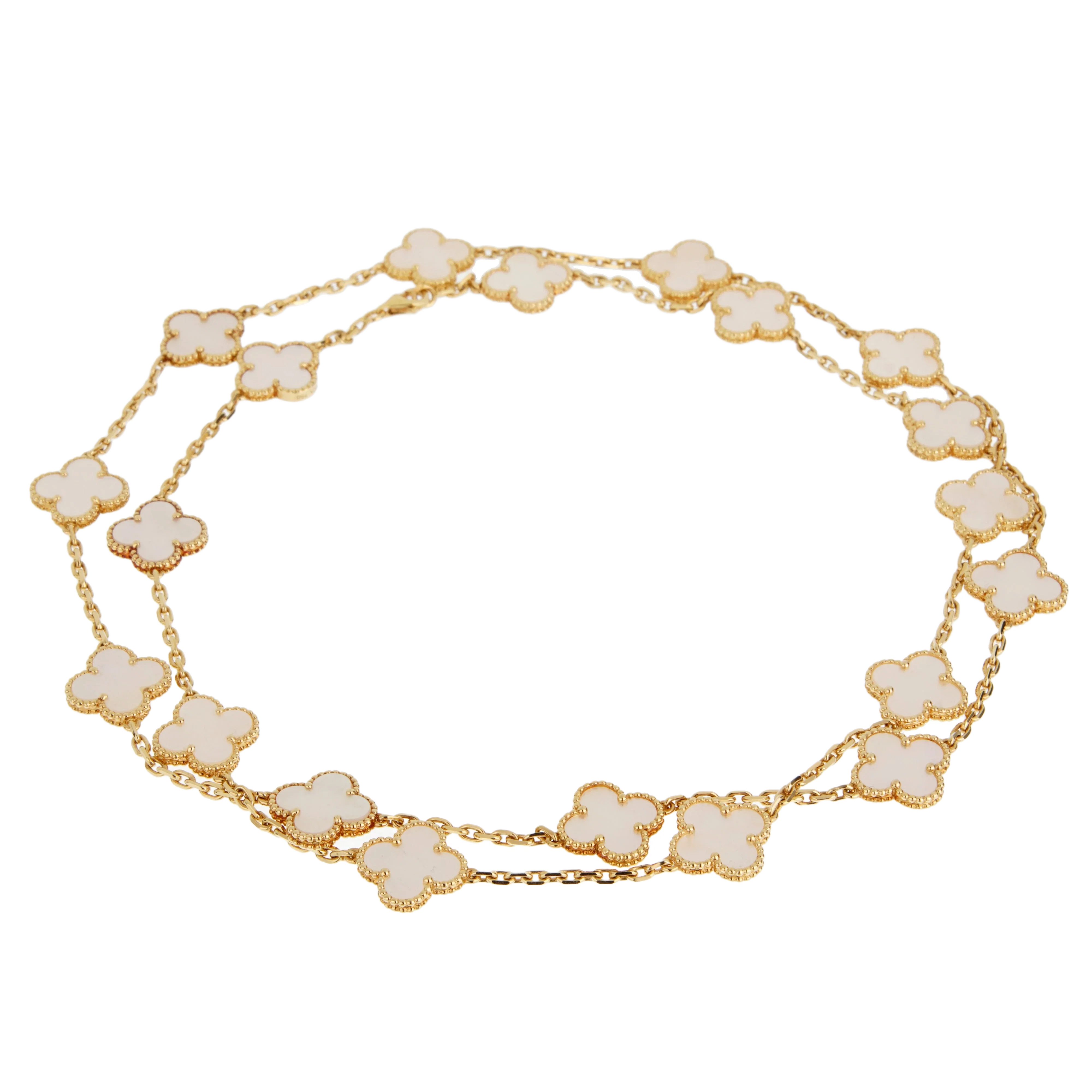 Van Cleef & Arpels Van Cleef Arpels Vintage Alhambra Long Necklace 20 Motif Mother of Pearl 18k Gold