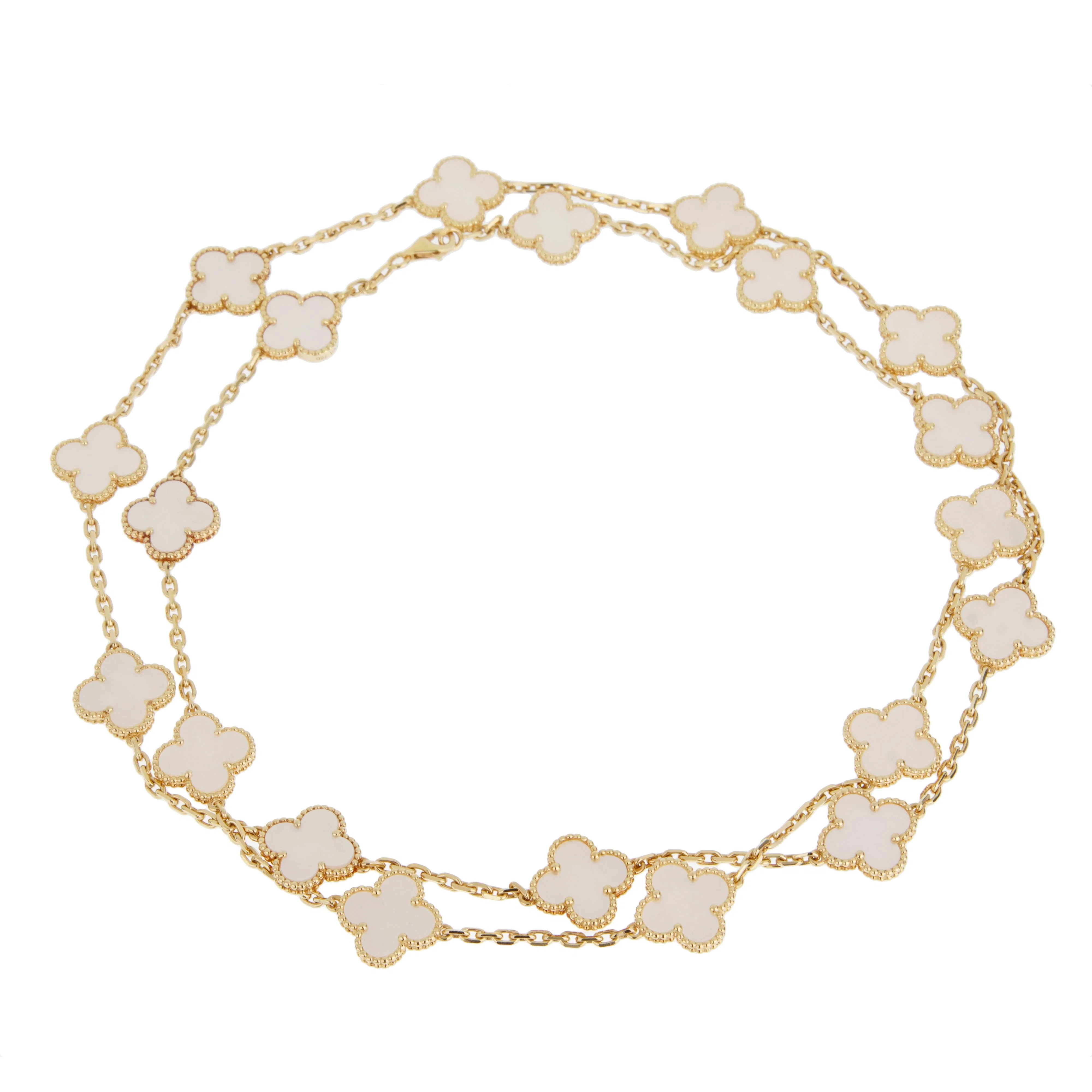 Van Cleef & Arpels Van Cleef Arpels Vintage Alhambra Long Necklace 20 Motif Mother of Pearl 18k Gold