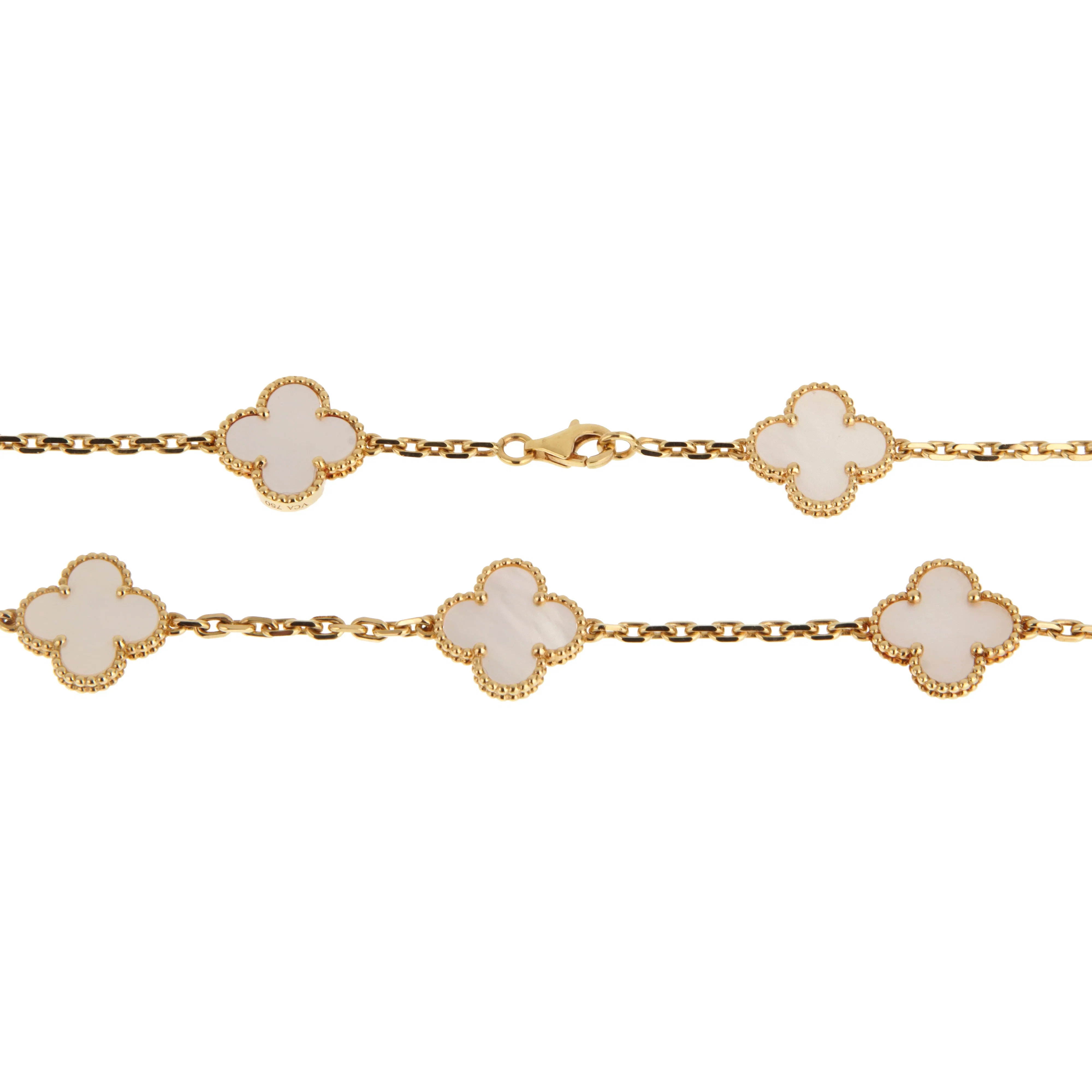 Van Cleef & Arpels Van Cleef Arpels Vintage Alhambra Long Necklace 20 Motif Mother of Pearl 18k Gold