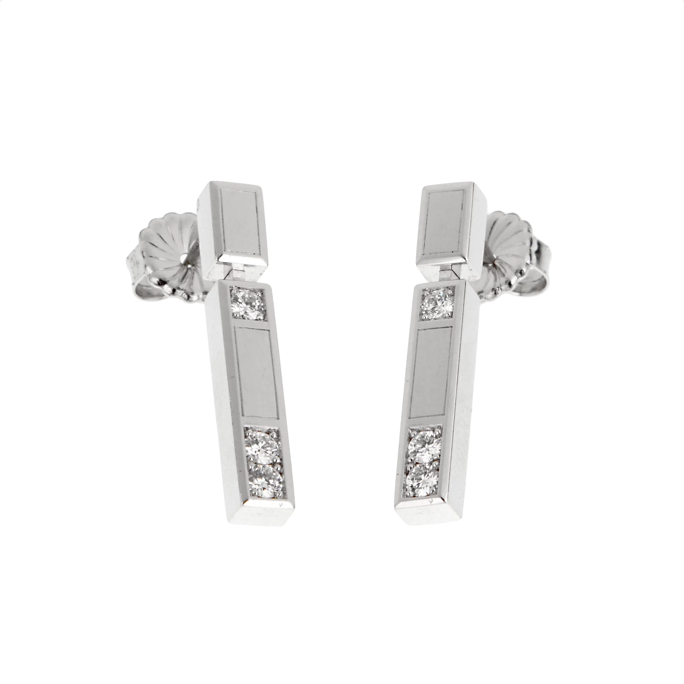 Harry Winston Traffic Light 18k White Gold Diamond Drop Earrings