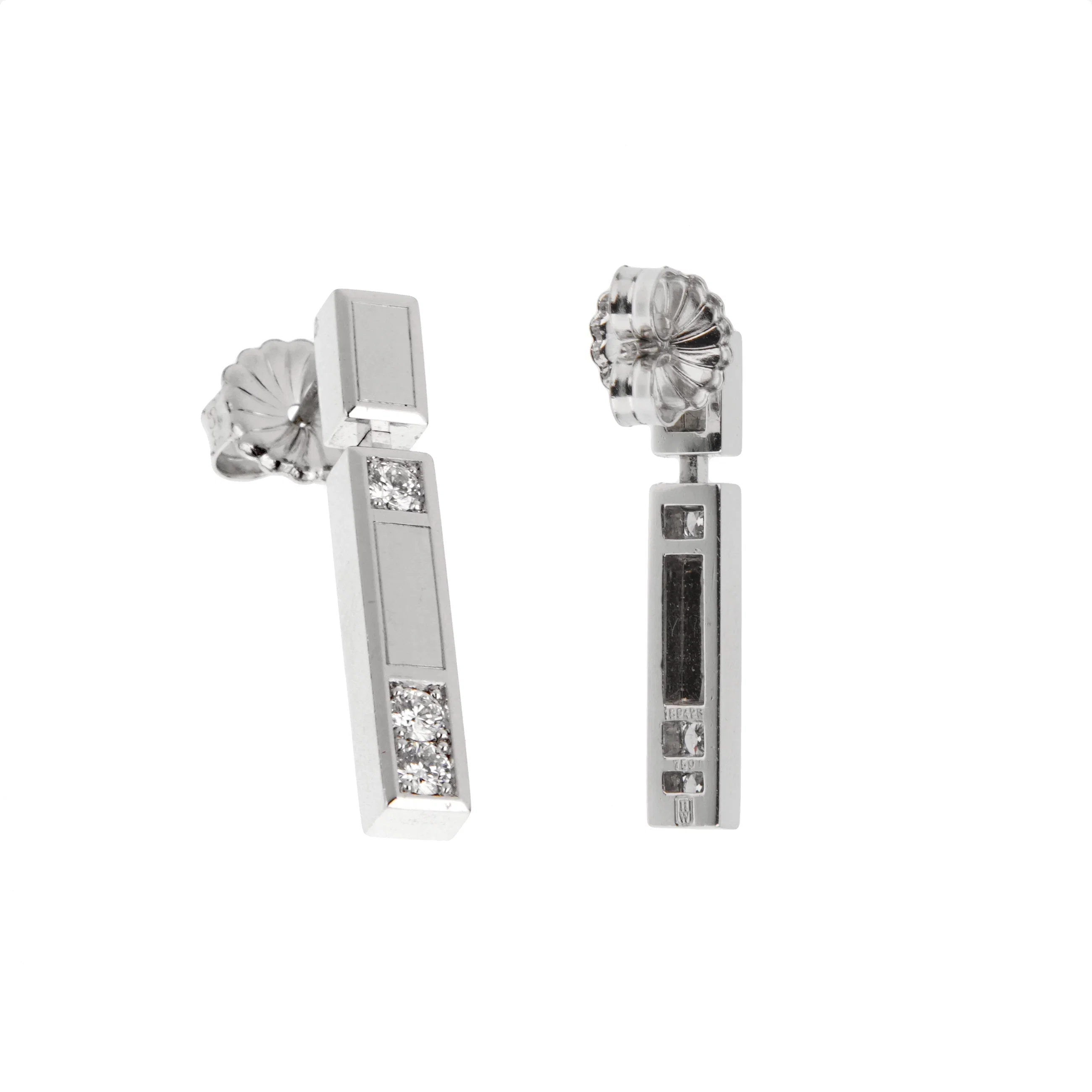 Harry Winston Traffic Light 18k White Gold Diamond Drop Earrings