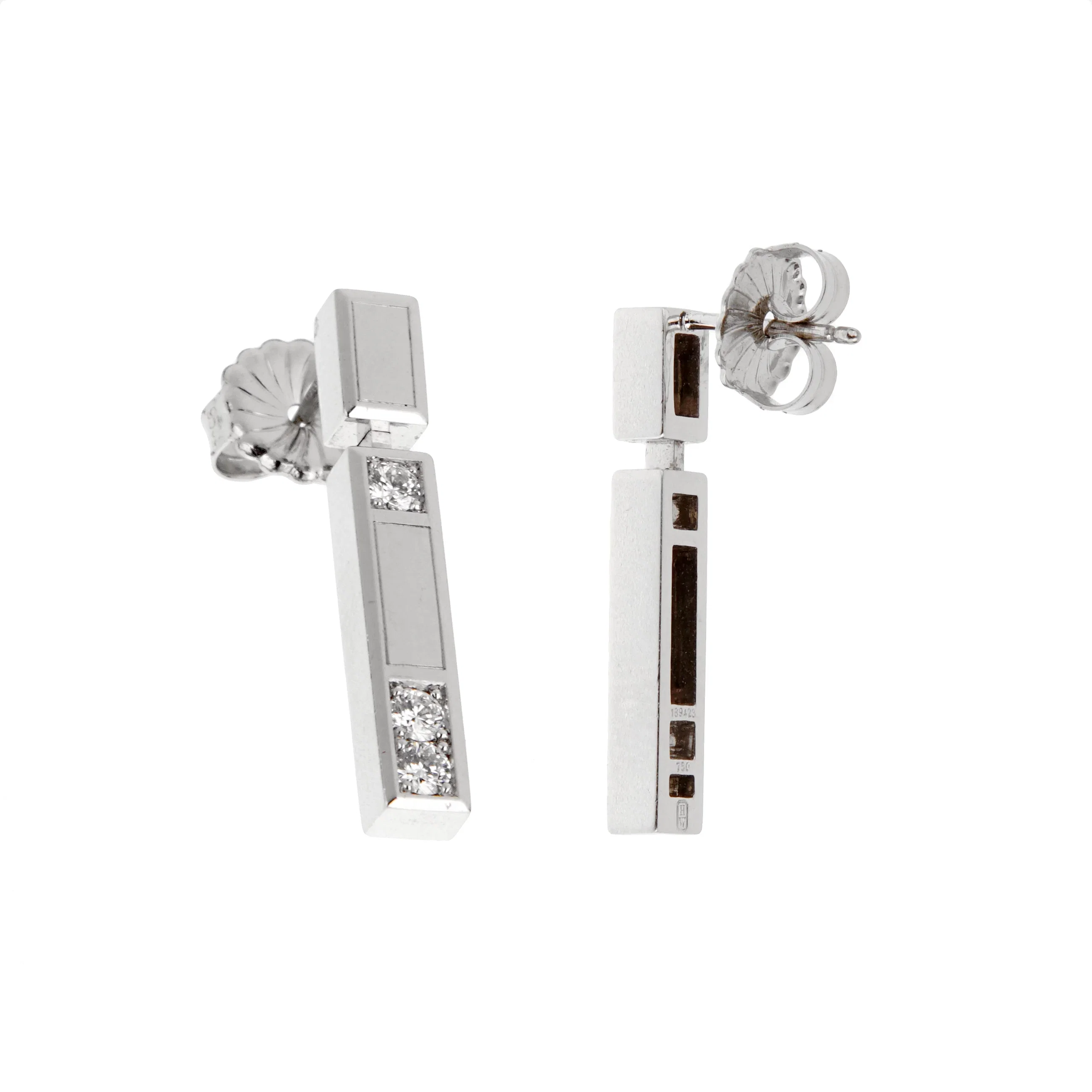 Harry Winston Traffic Light 18k White Gold Diamond Drop Earrings
