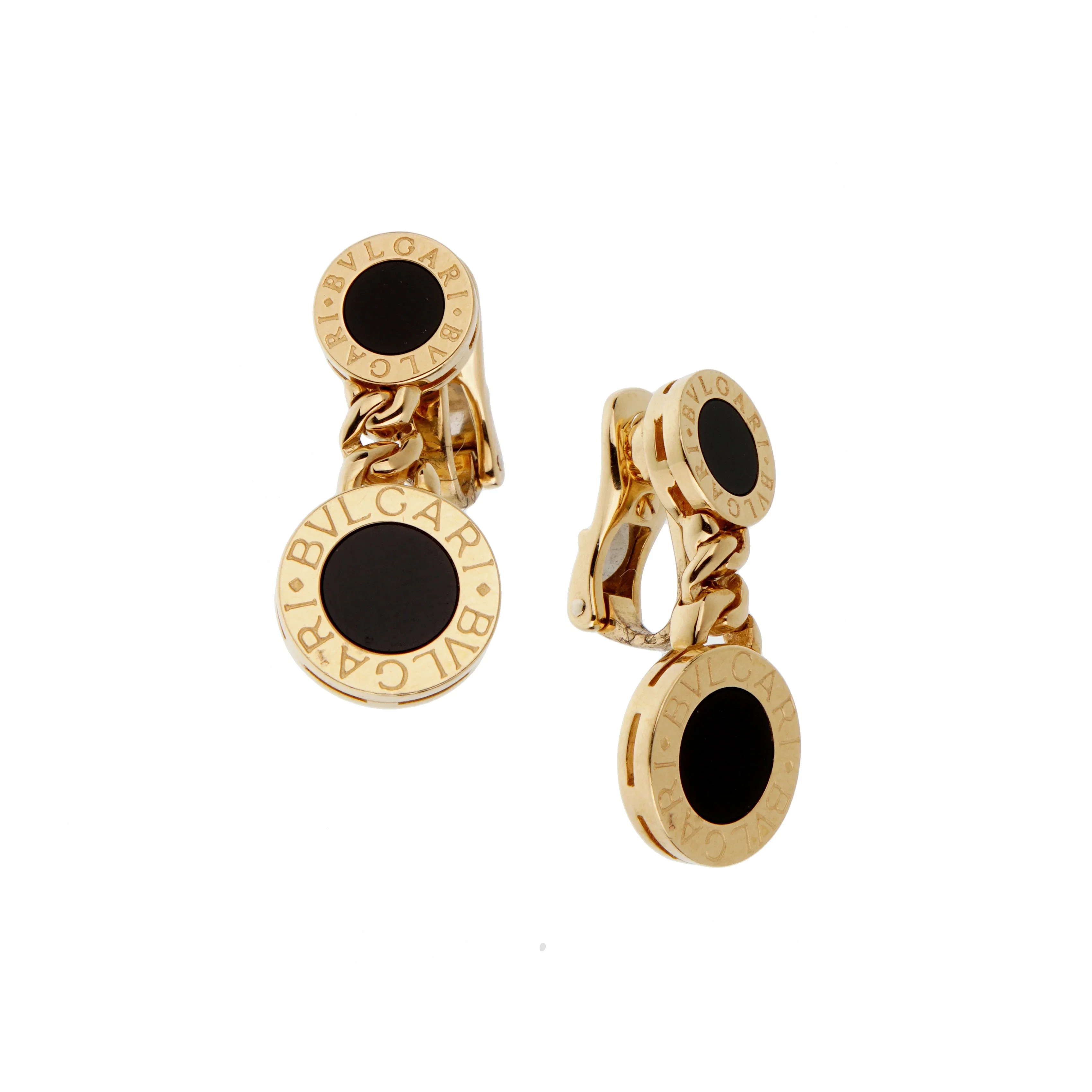 Bvlgari Bvlgari Vintage 18k Yellow Gold Onyx Drop Earrings