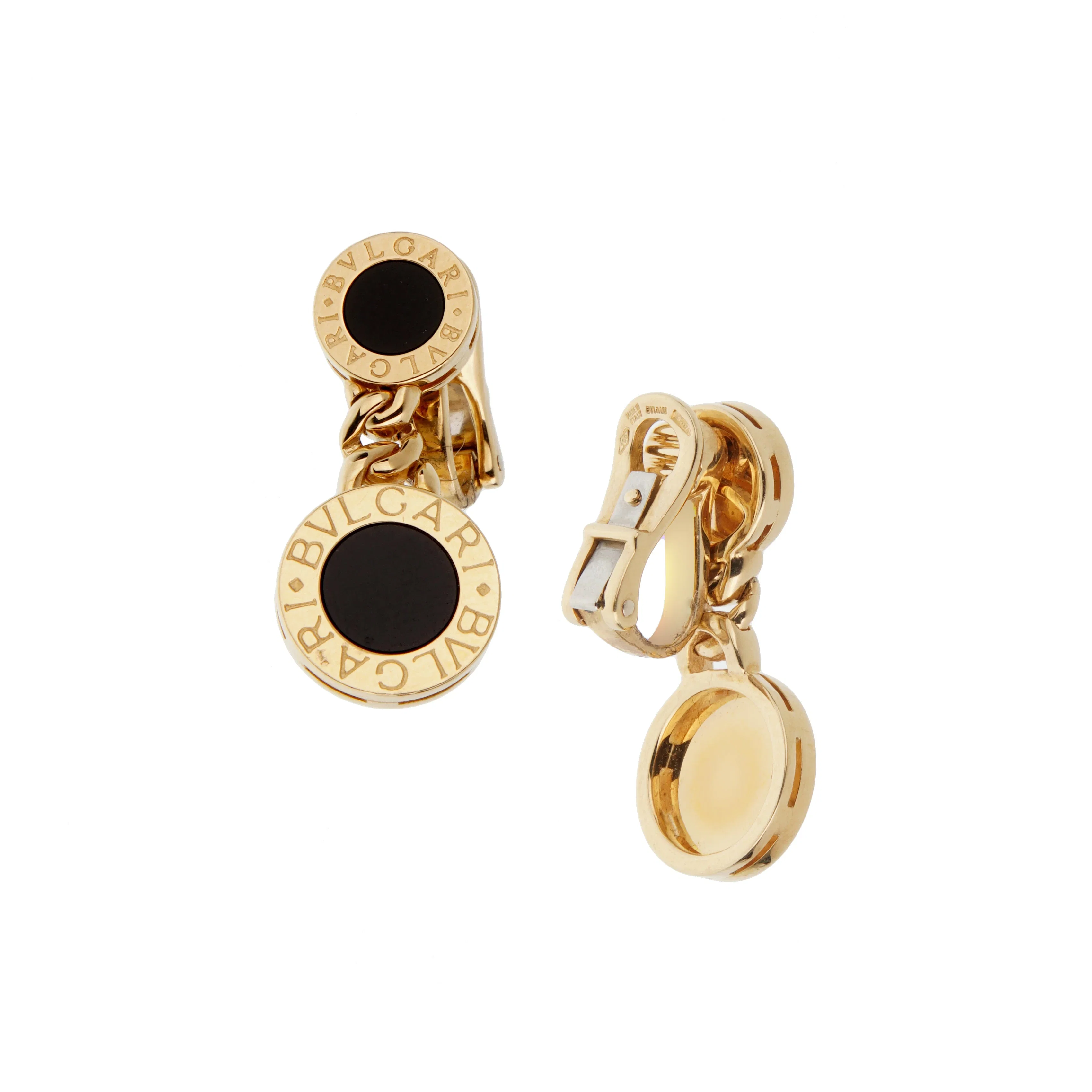 Bvlgari Bvlgari Vintage 18k Yellow Gold Onyx Drop Earrings