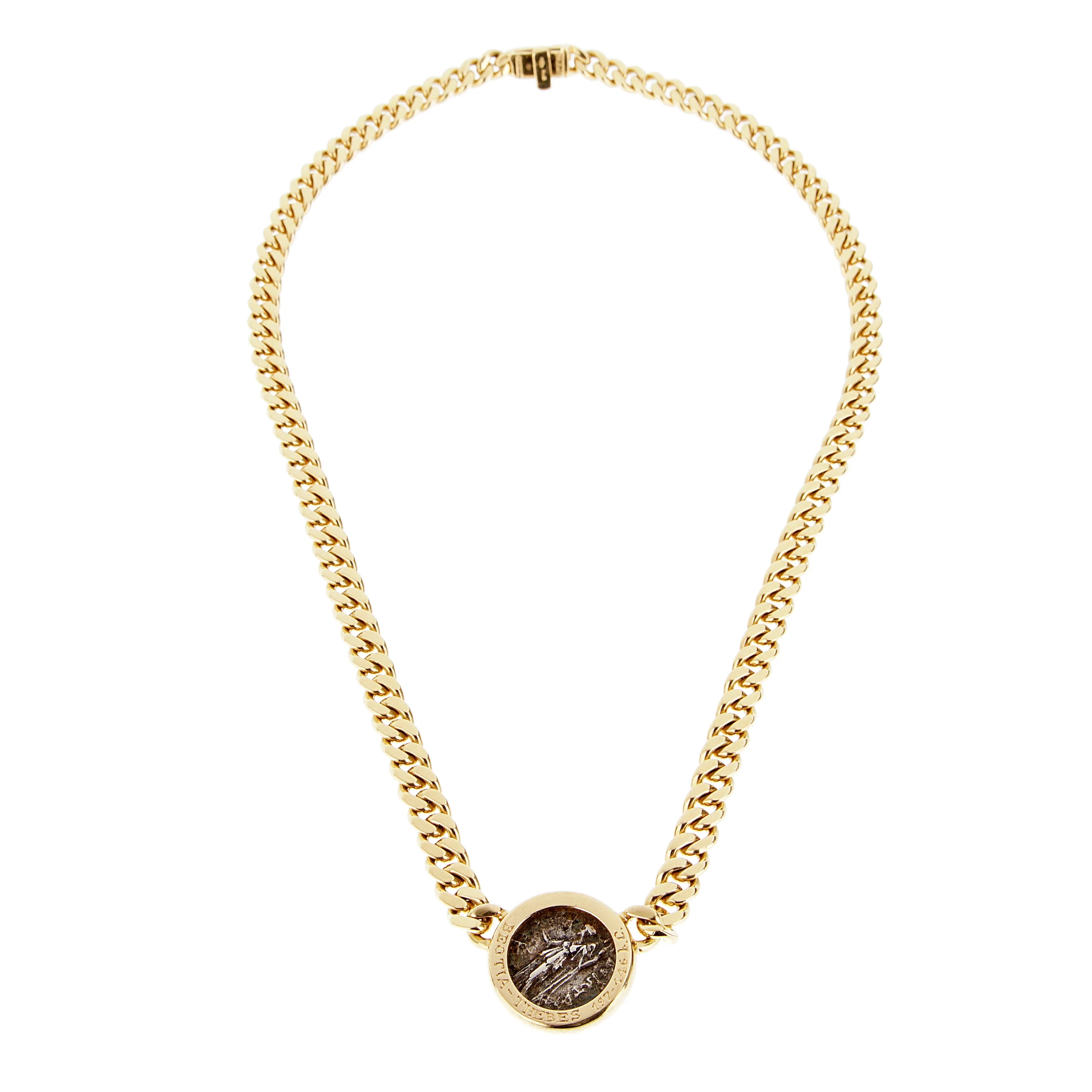 Bvlgari Monete 18K Yellow Gold Ancient Greek Coin Pendant Necklace