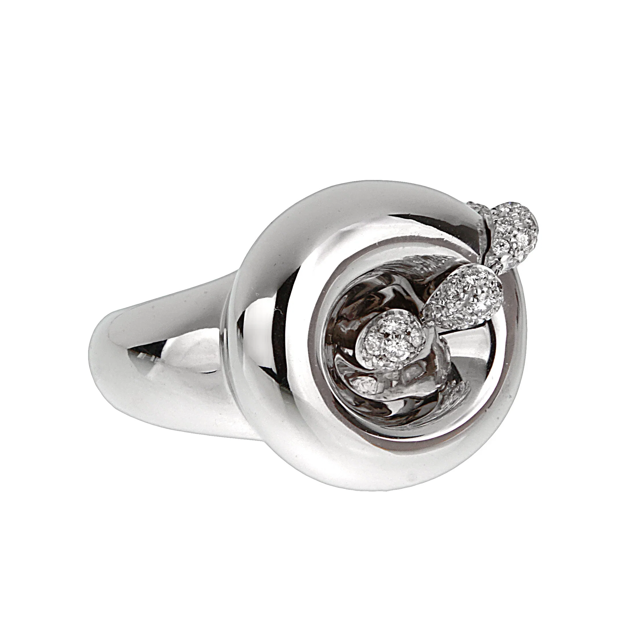 De Grisogono Vintage Diamond 18k White Gold Cocktail Ring Sz 5 1/2