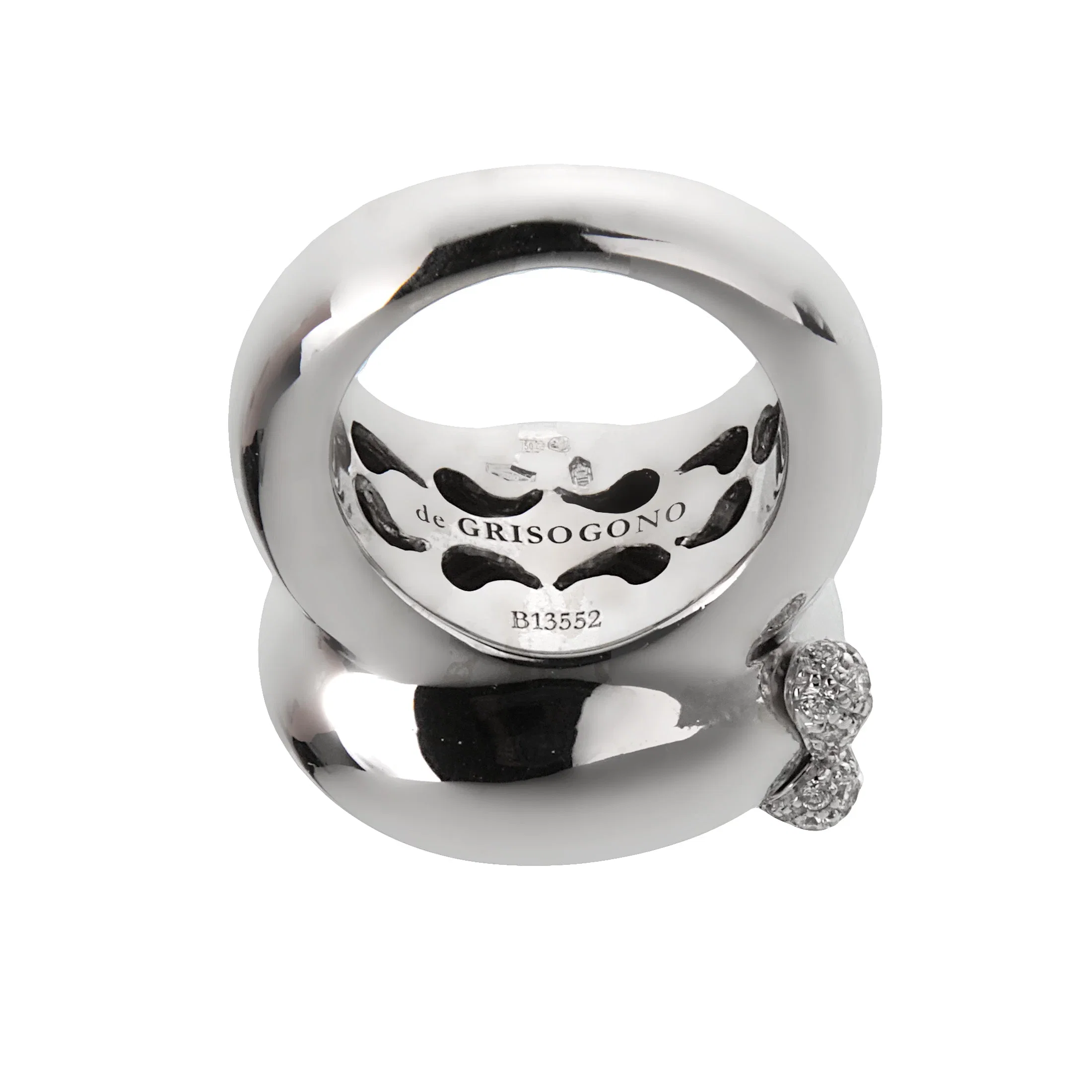 De Grisogono Vintage Diamond 18k White Gold Cocktail Ring Sz 5 1/2