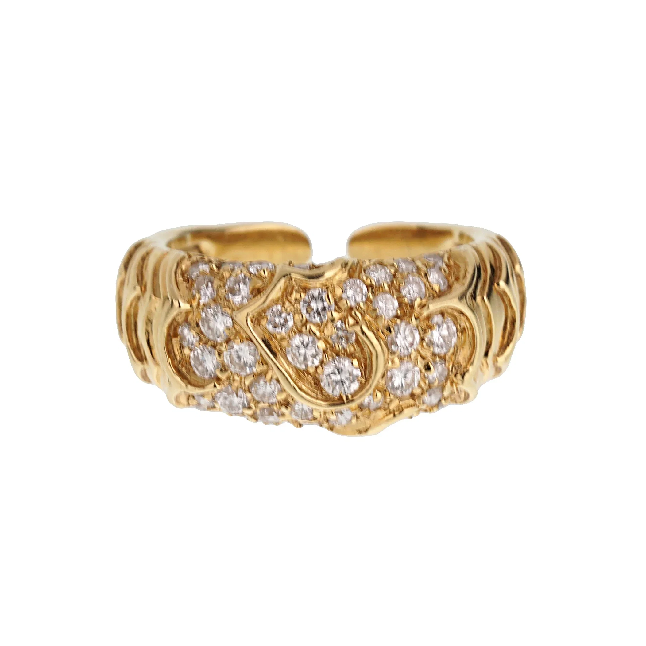 Marina B Onda Diamond 18k Yellow Gold Cocktail Band Ring Sz 5