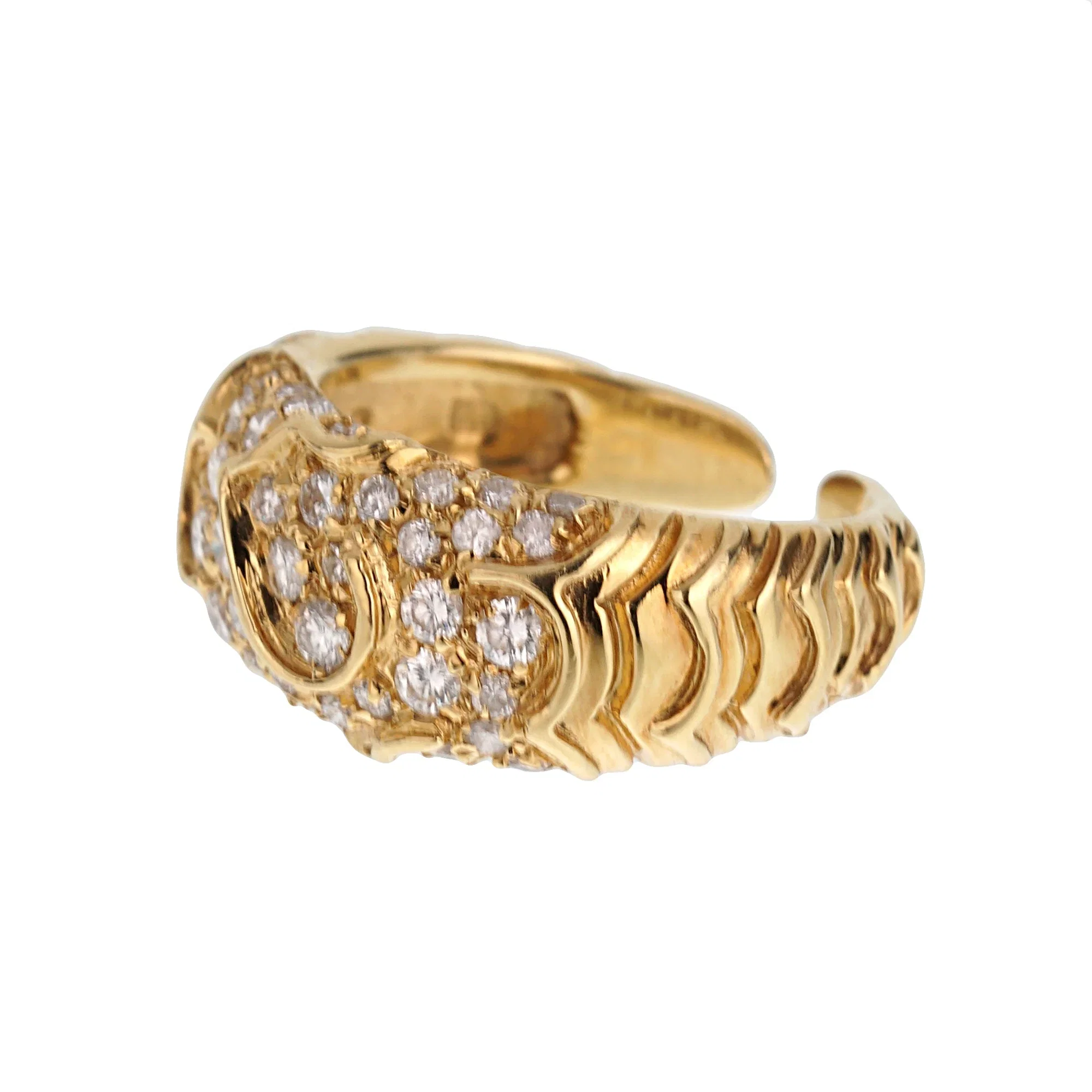 Marina B Onda Diamond 18k Yellow Gold Cocktail Band Ring Sz 5
