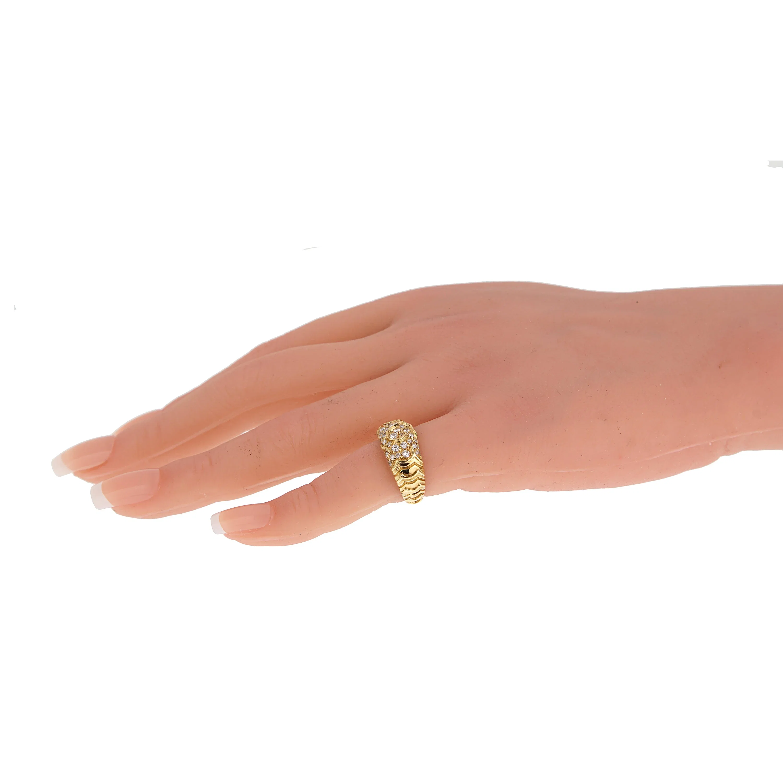 Marina B Onda Diamond 18k Yellow Gold Cocktail Band Ring Sz 5