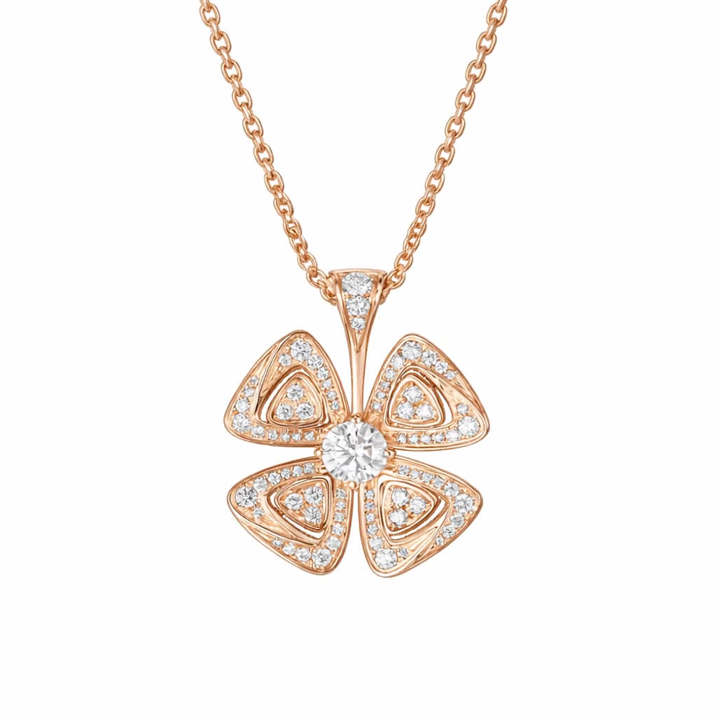 Bvlgari Fiorever 18k Rose Gold Diamond Pendant Necklace