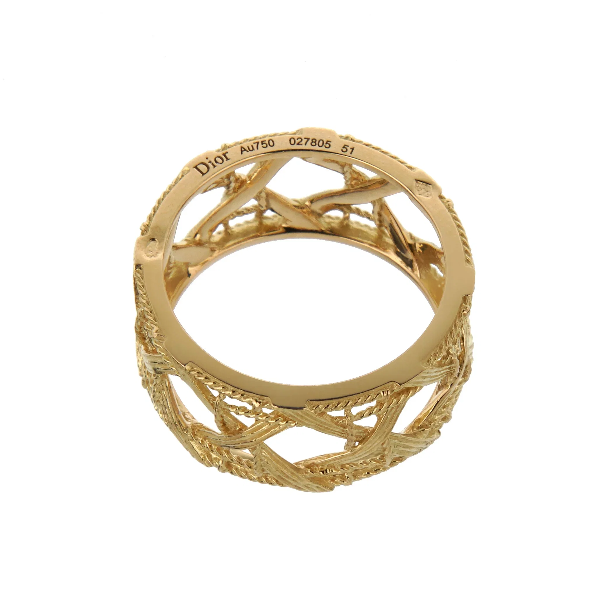 Christian Dior Dior My Dior Yellow Gold Woven 18k Band Cocktail Ring Sz 6