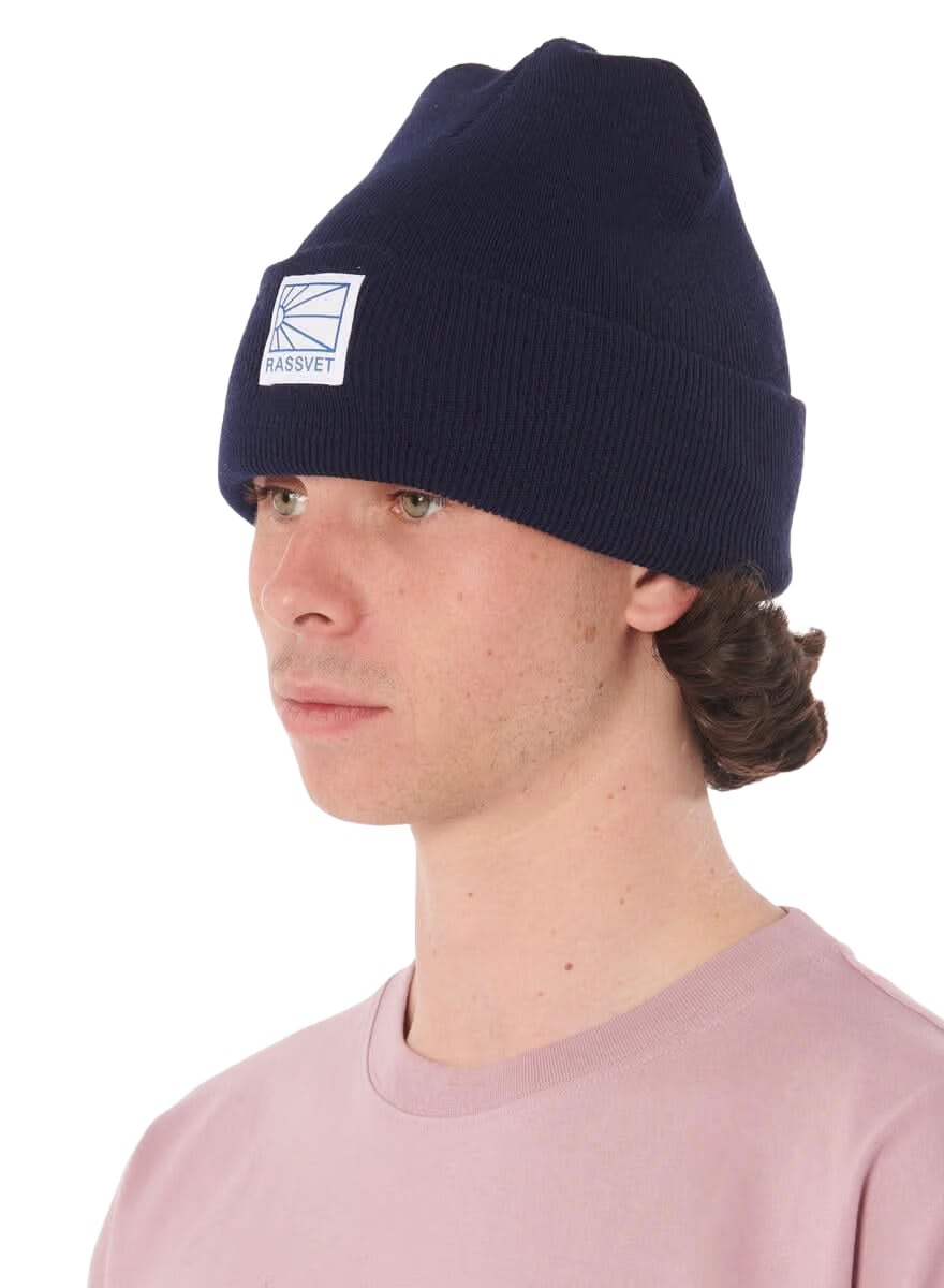 Rassvet Logo Tag Beanie Knit – Navy